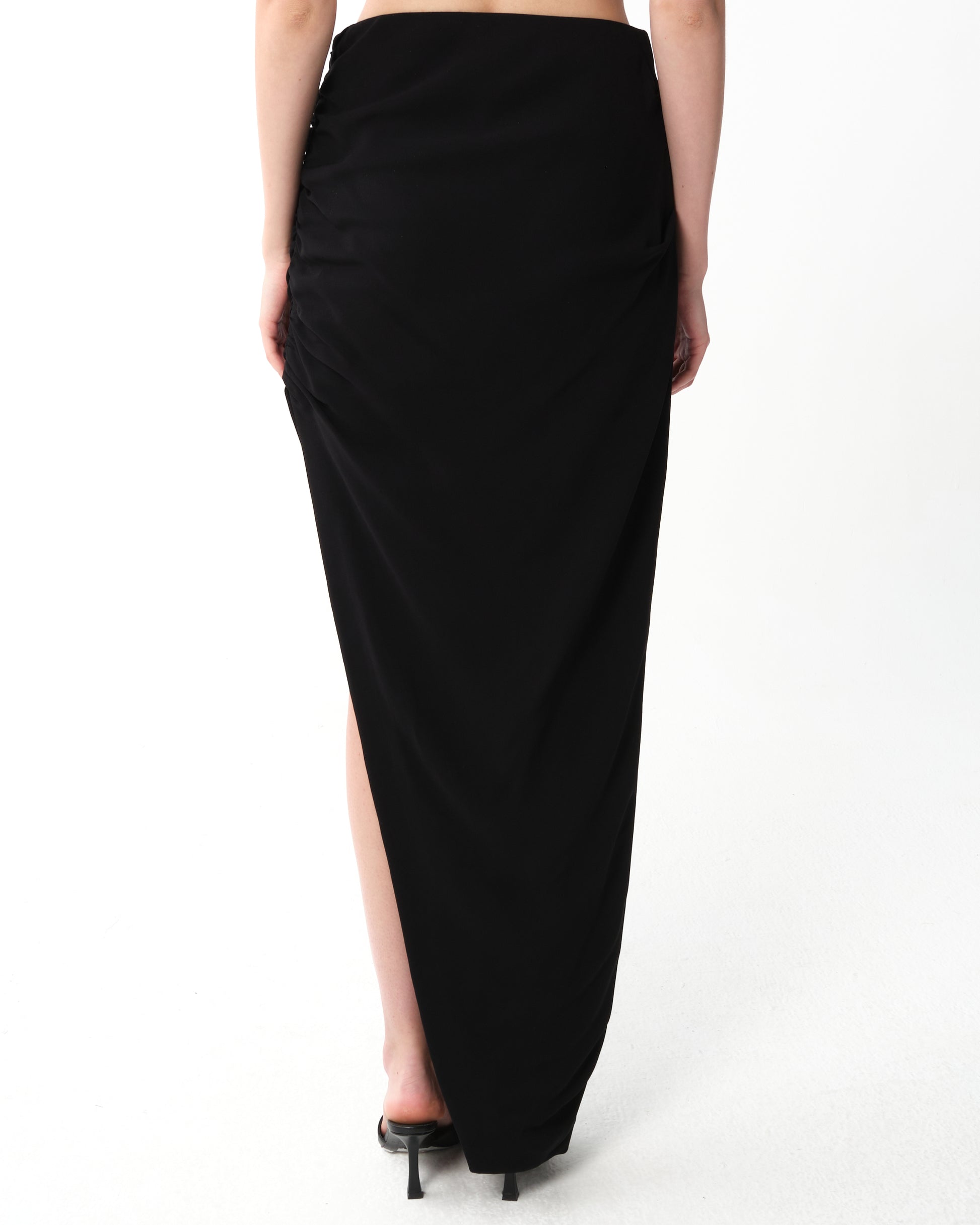 Asymmetric Draped Side-Slit Skirt