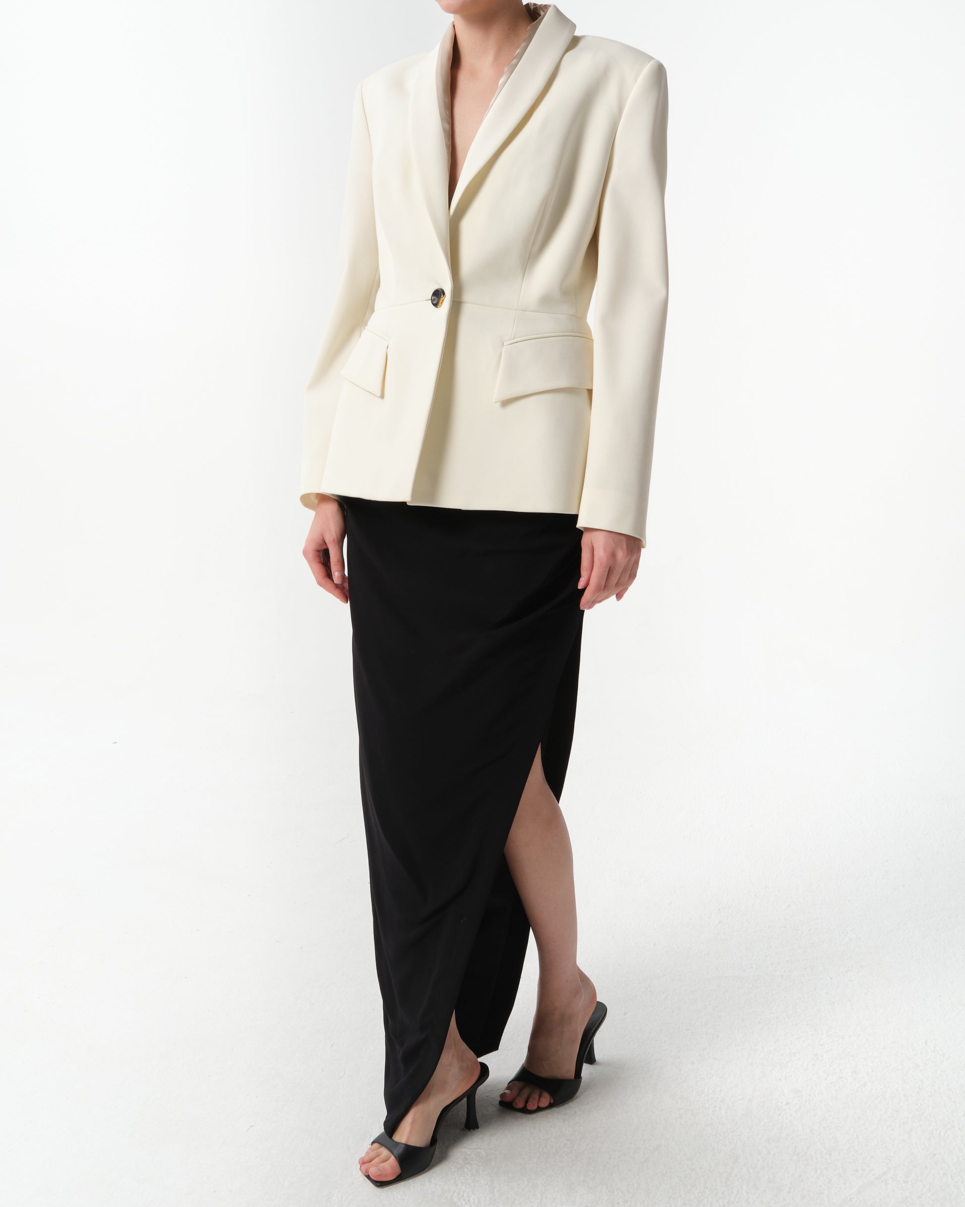Asymmetric Draped Side-Slit Skirt