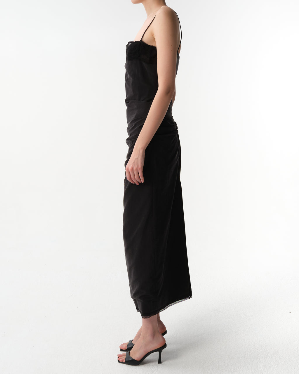 Midi Corset Dress with Lace Neckline