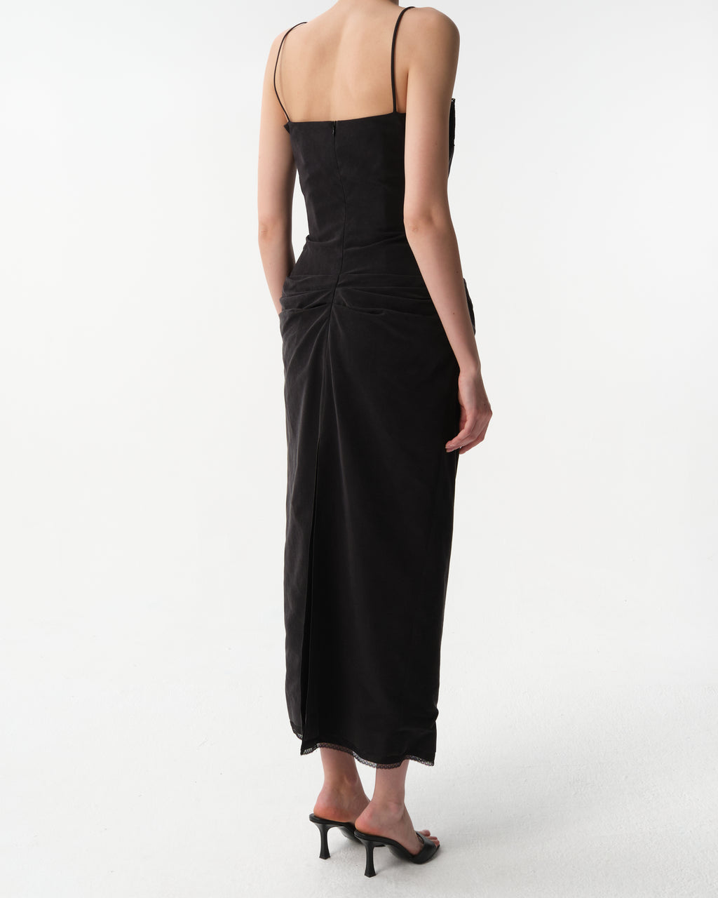 Midi Corset Dress with Lace Neckline