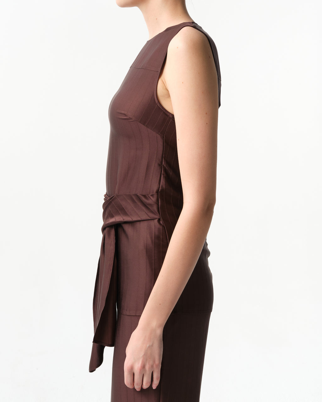 Fonda Draped Paneled Satin Top