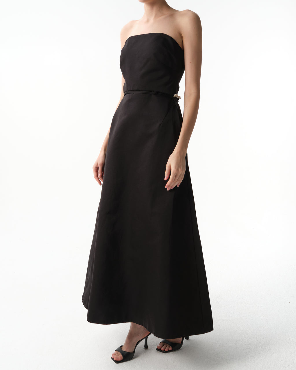 Strapless Lace-Detail Midi Dress