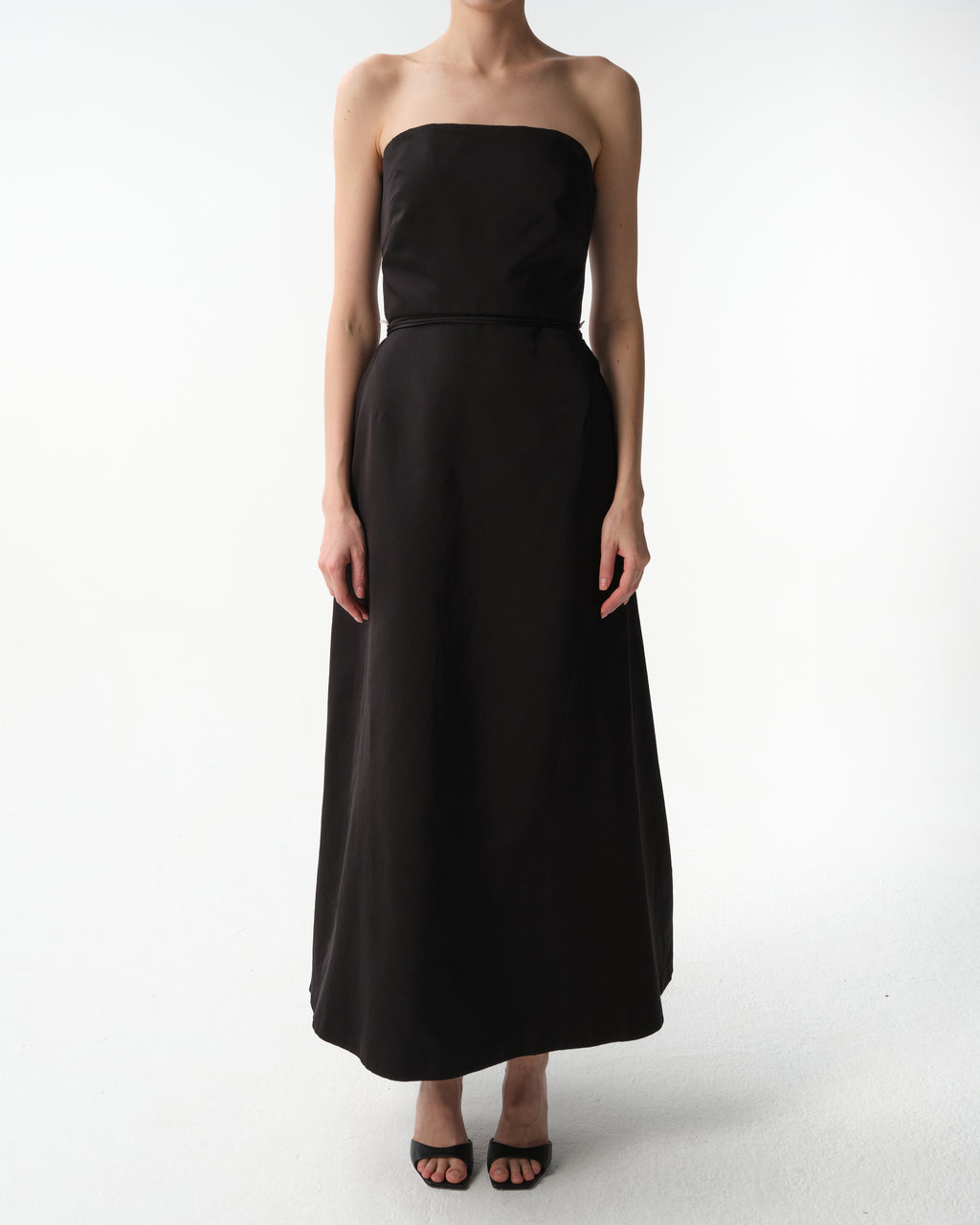 Strapless Lace-Detail Midi Dress