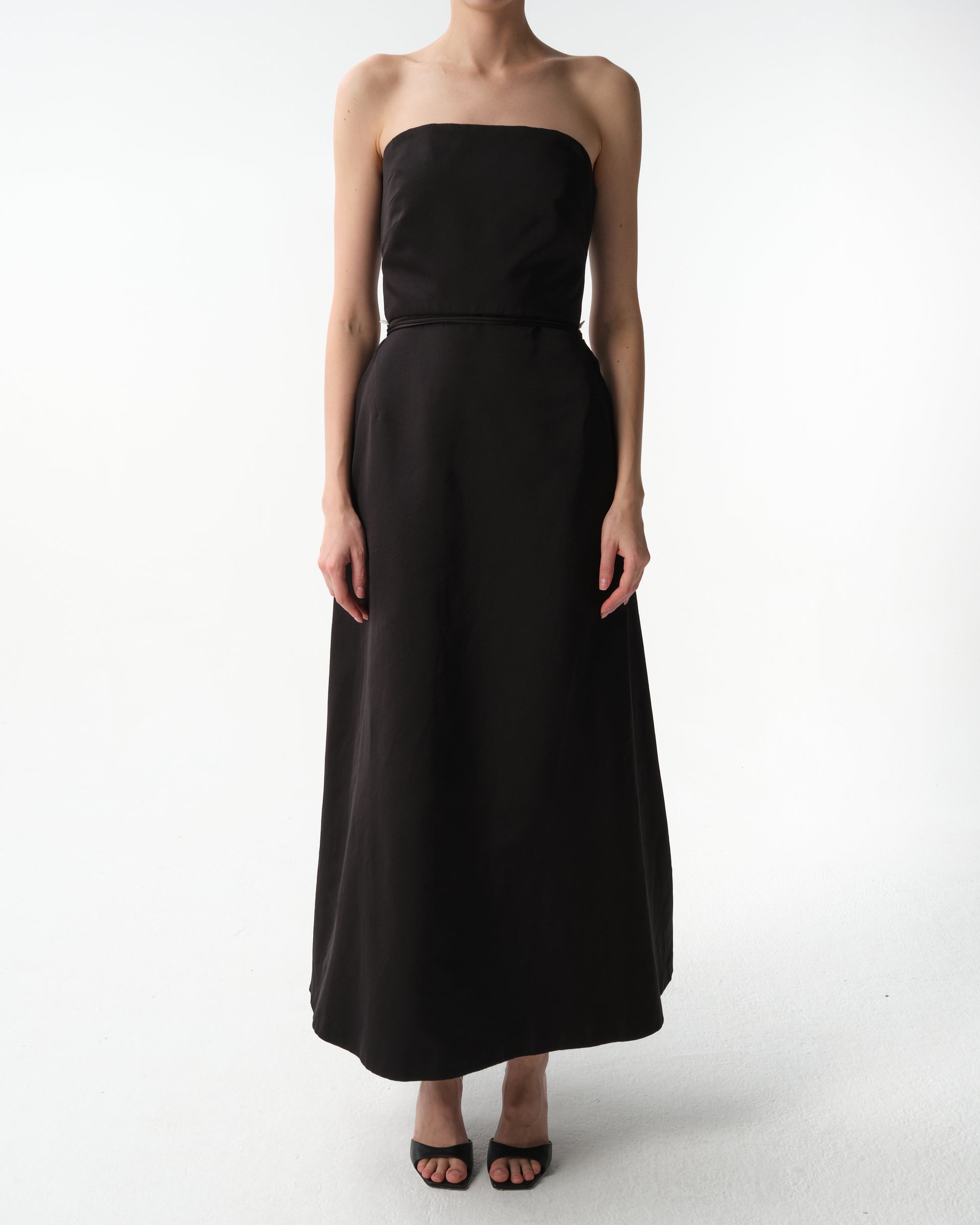 Strapless Lace-Detail Midi Dress