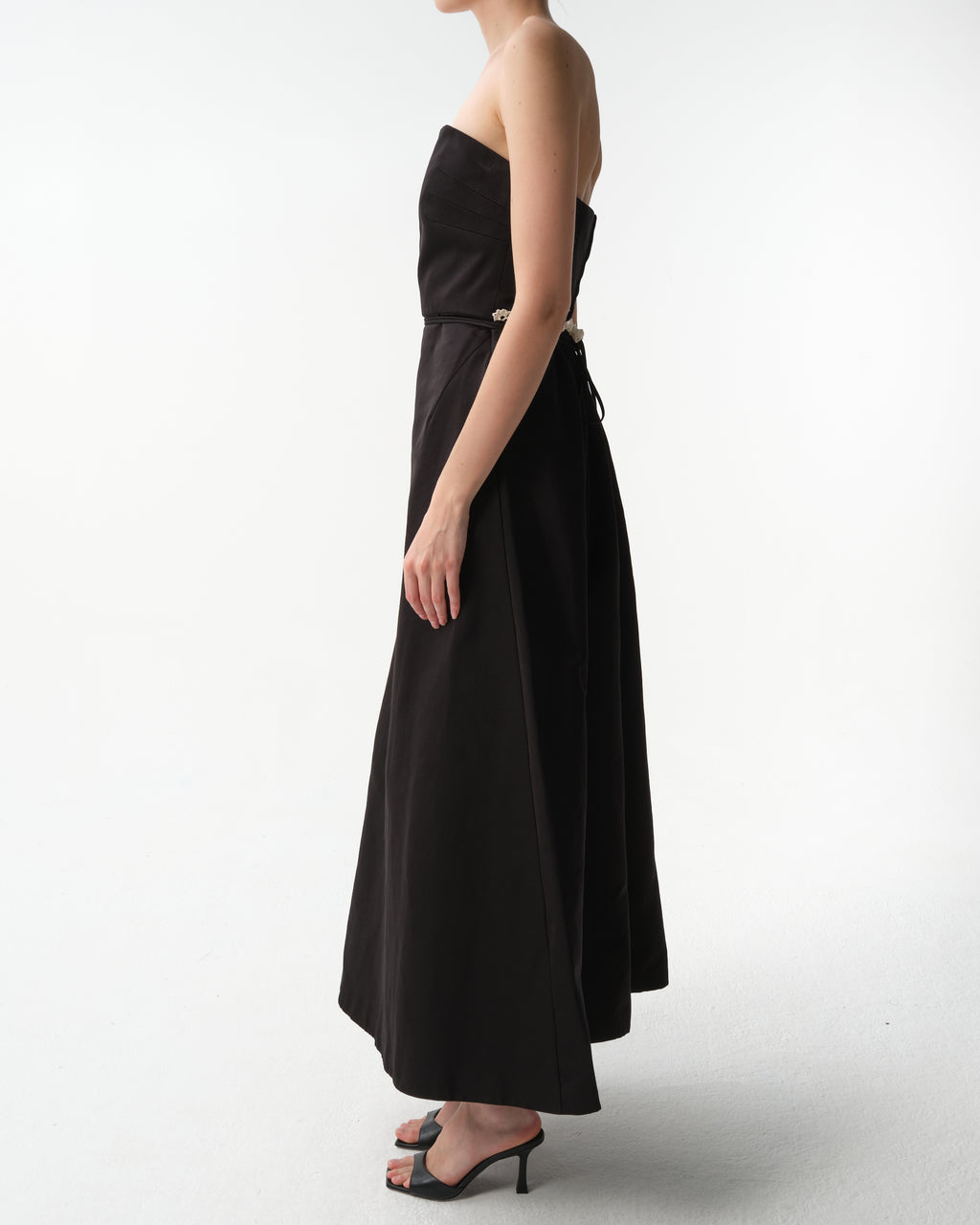Strapless Lace-Detail Midi Dress