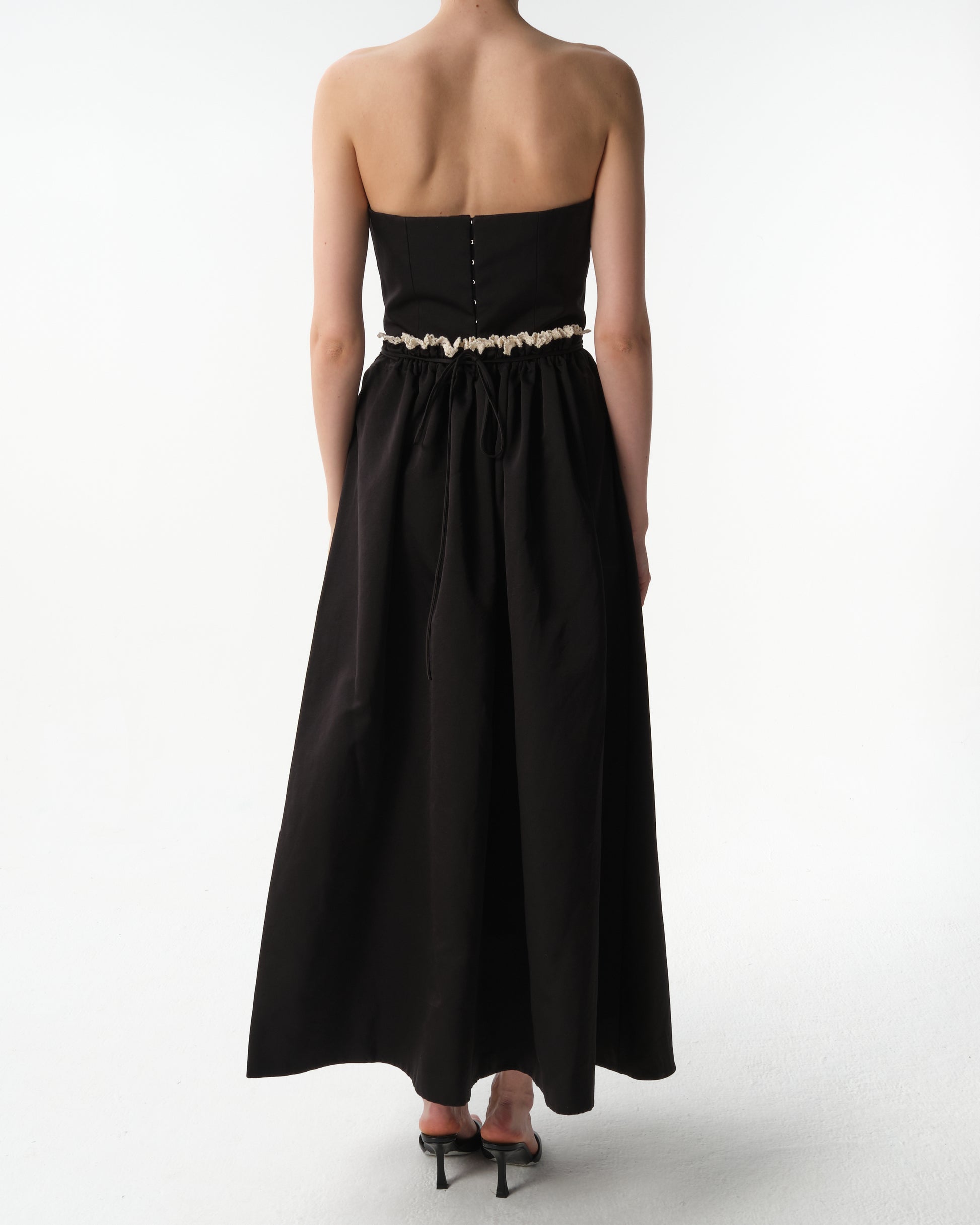 Strapless Lace-Detail Midi Dress