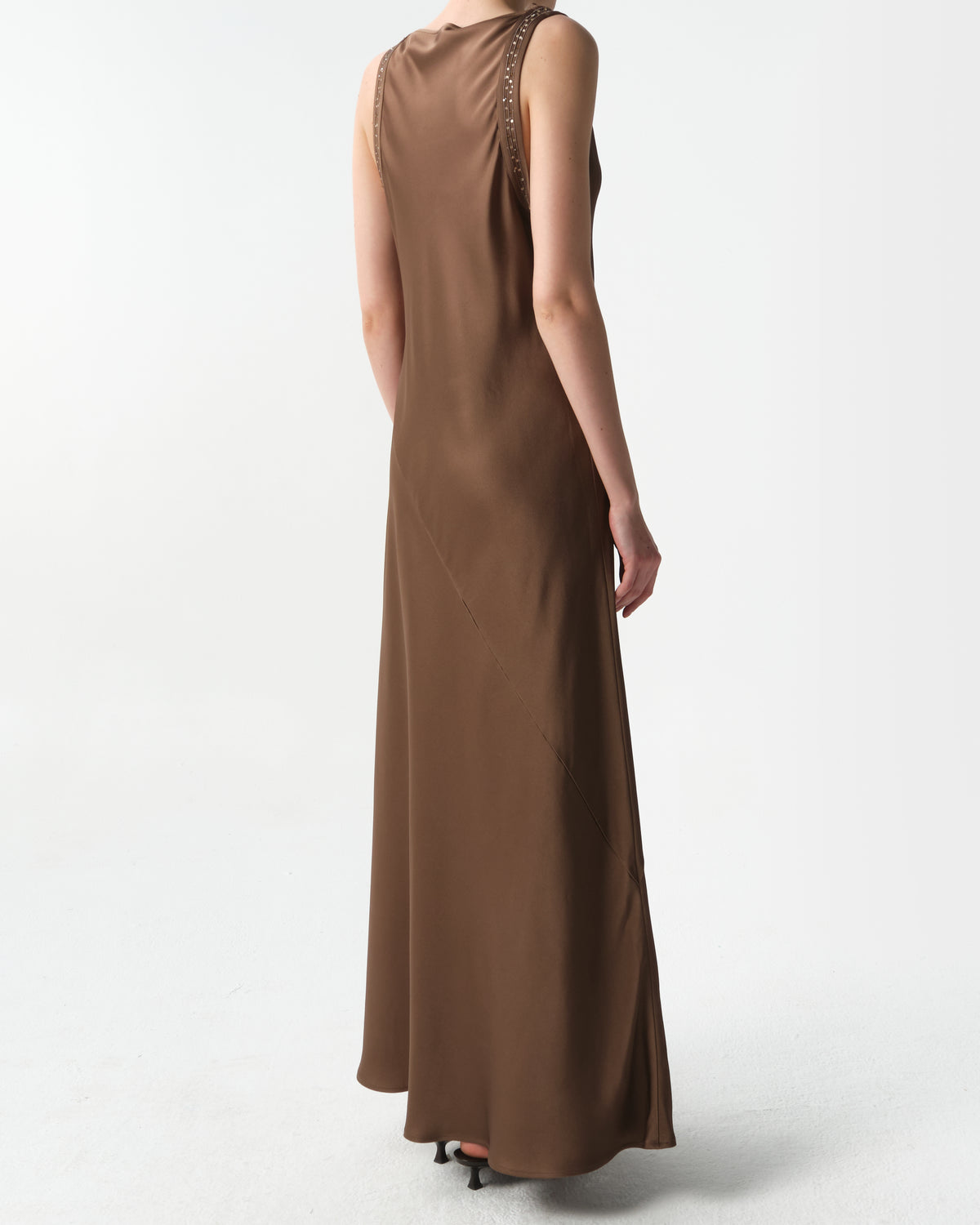 Satin Paillette Sleeveless Dress