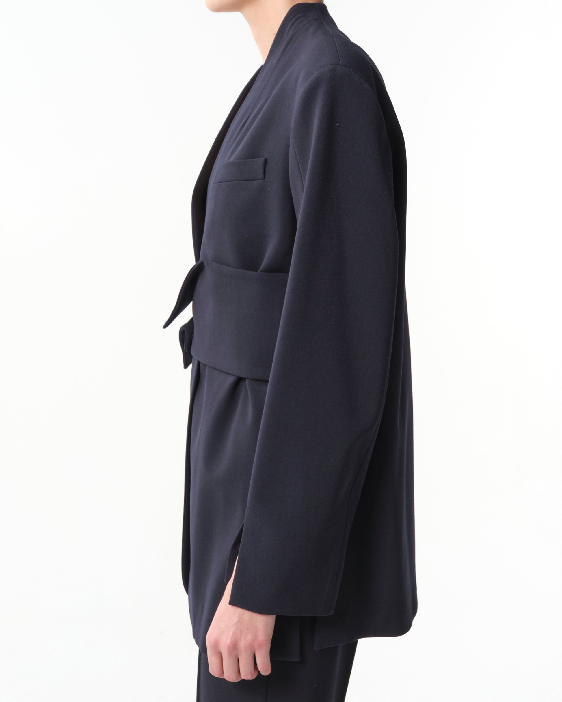 Belted Wool-Blend Blazer