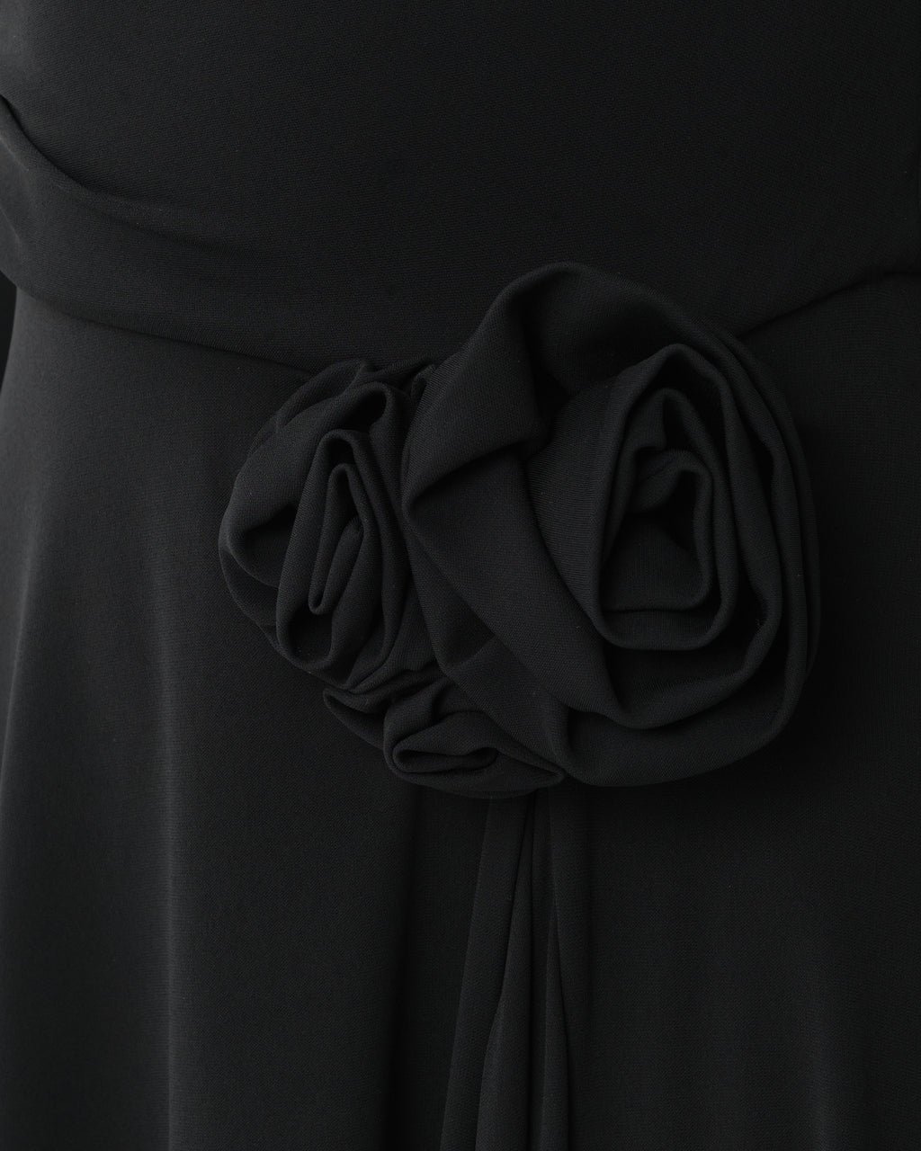 Rose-Appliqué Fluted Dress