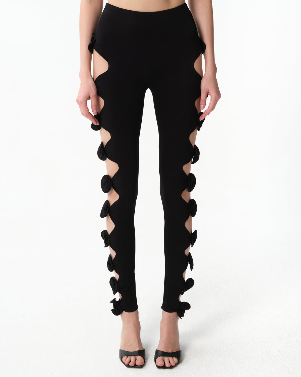 Magda Butrym Leggings schwarz mit Rosen
