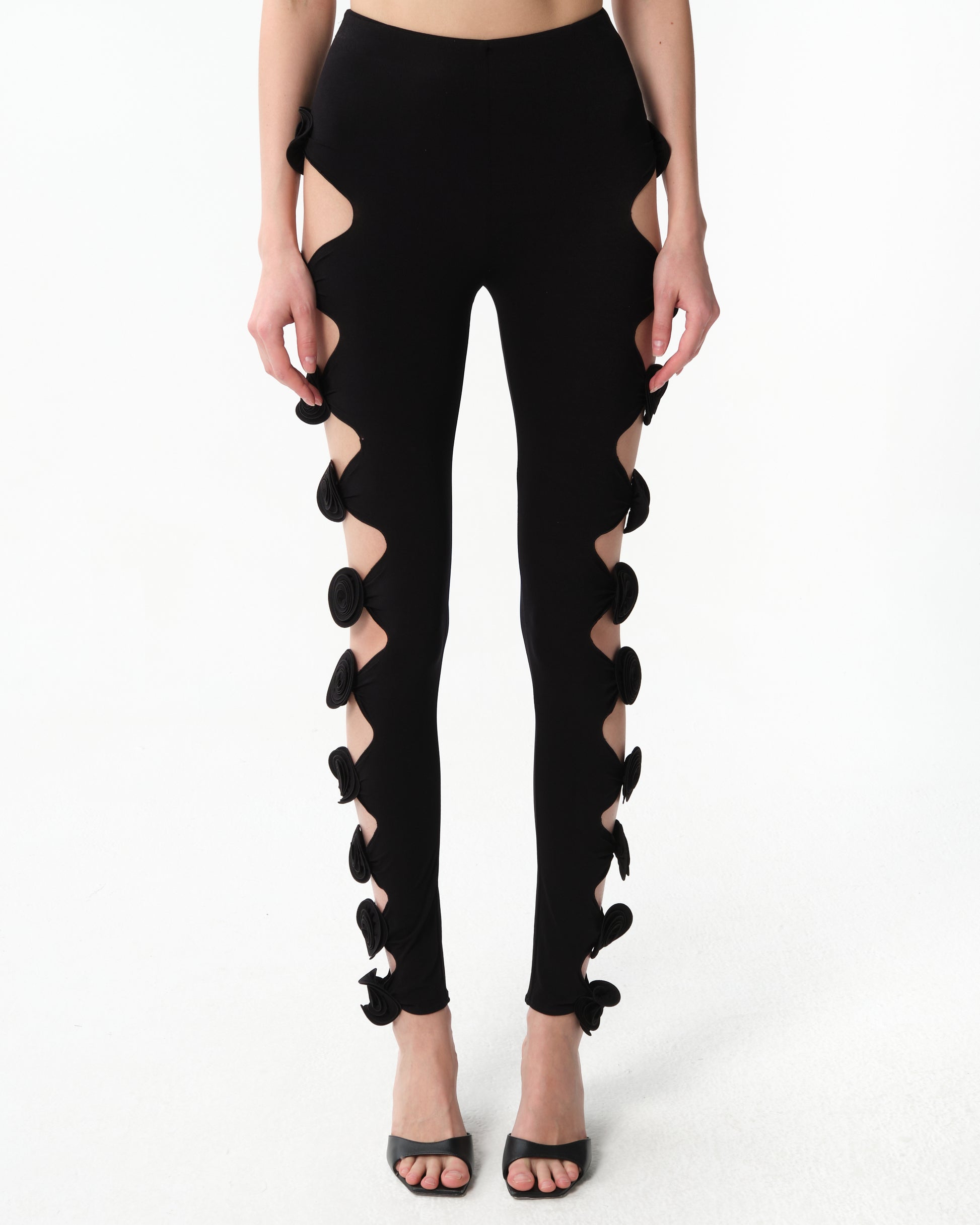 Rose-Detailed Cut-Out Leggings