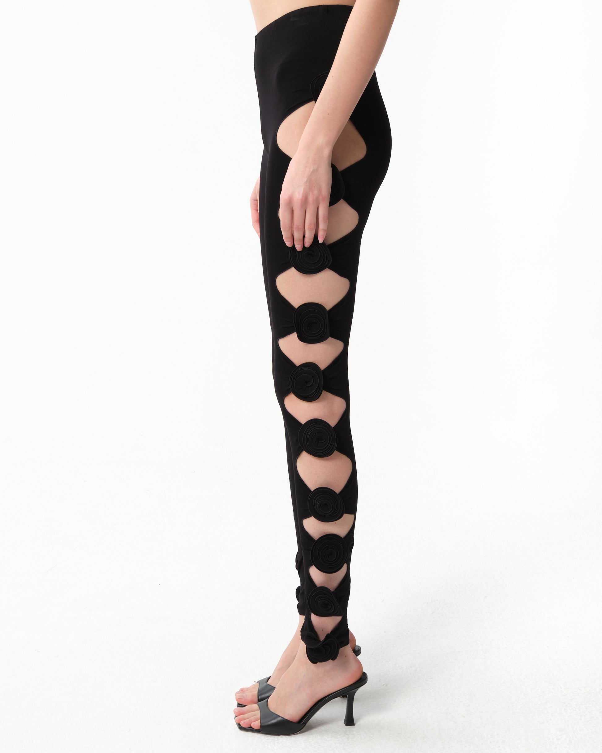 Rose-Detailed Cut-Out Leggings