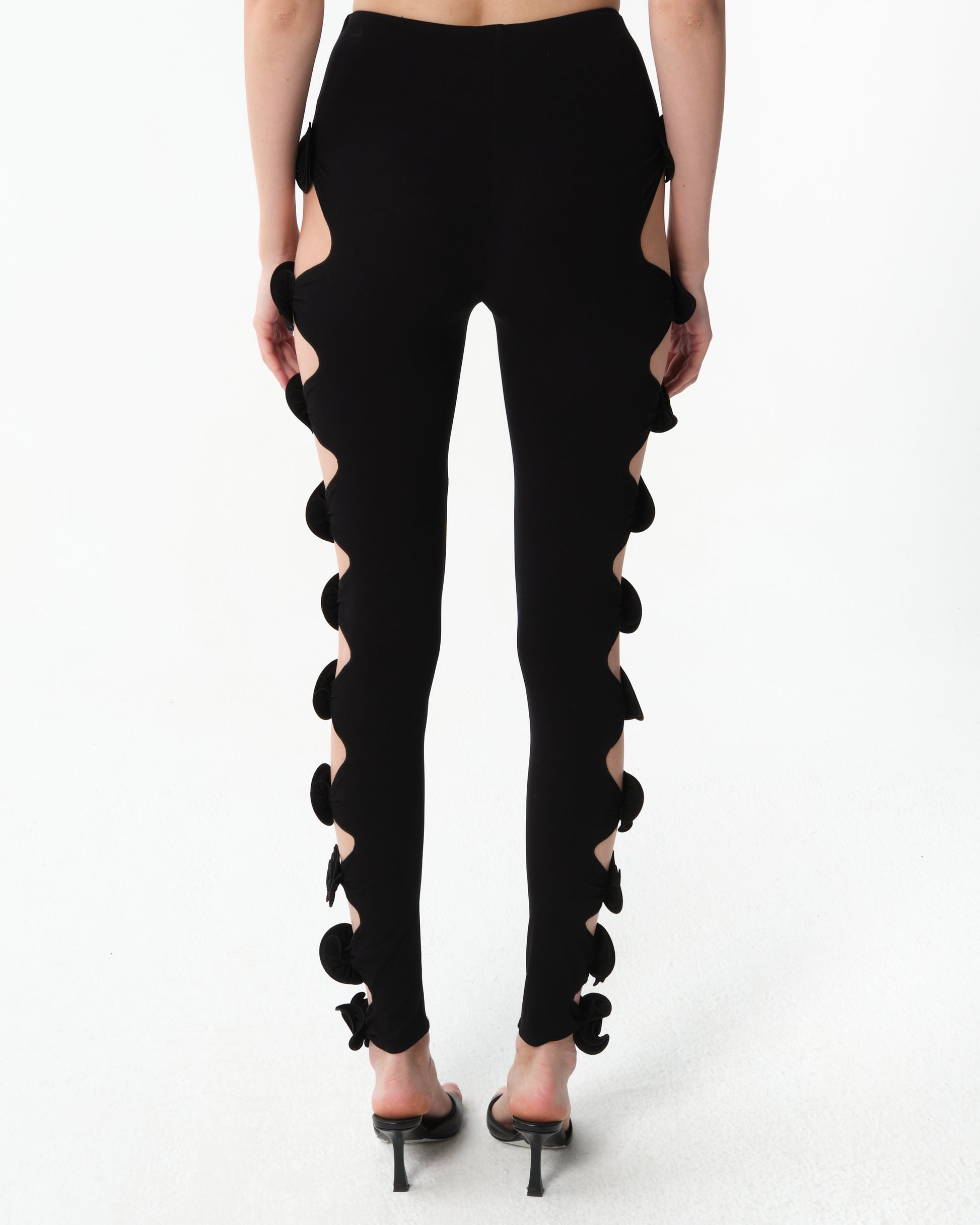 Rose-Detailed Cut-Out Leggings