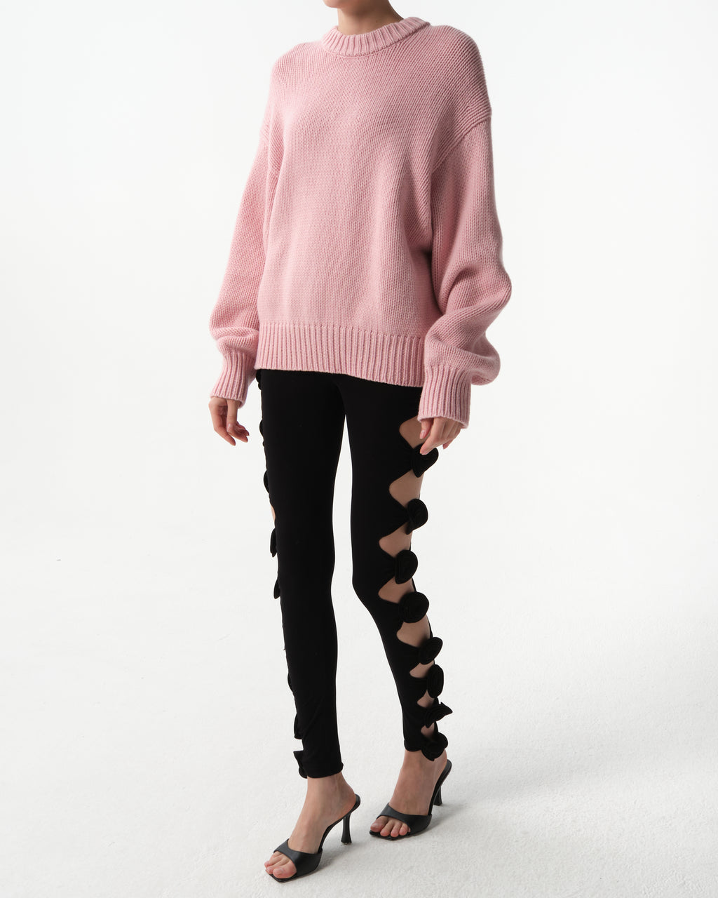 Magda Butrym Leggings schwarz mit Rosen