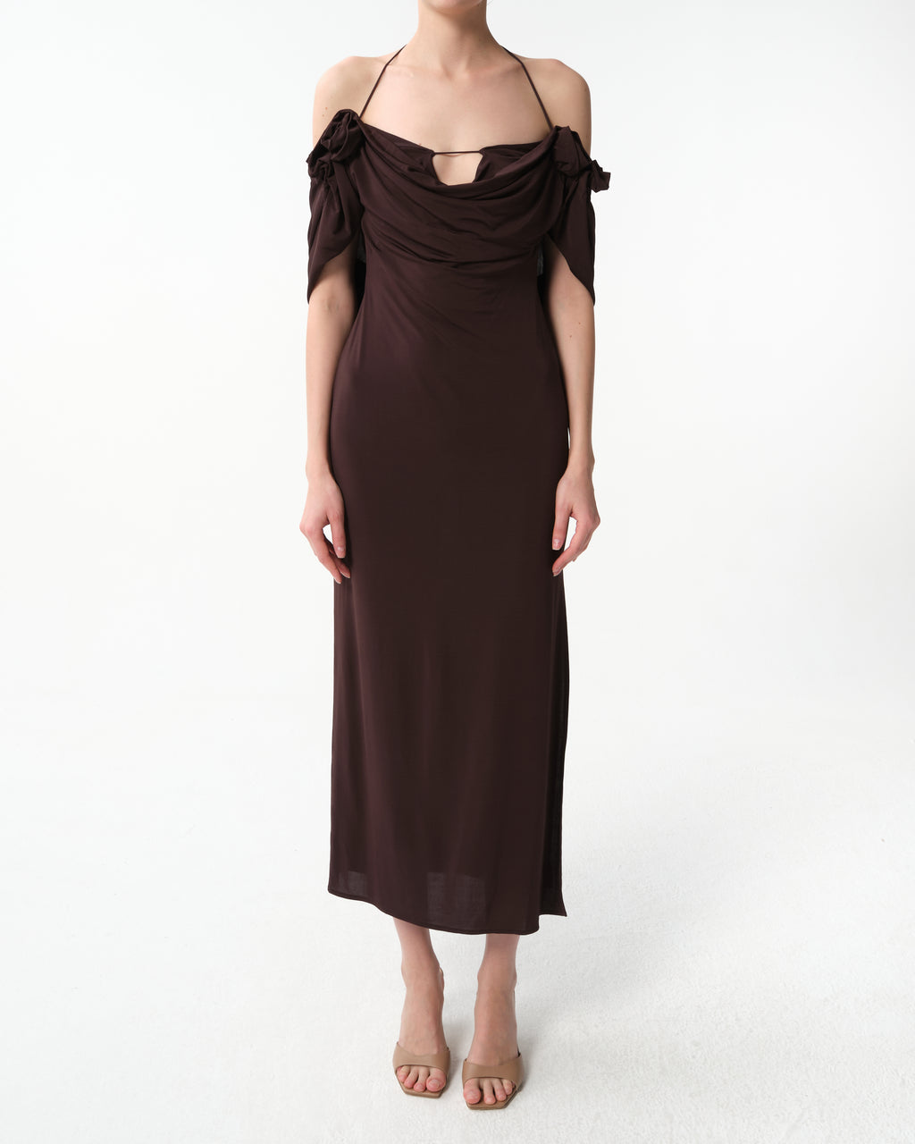 Floral-Appliquéd Midi Dress