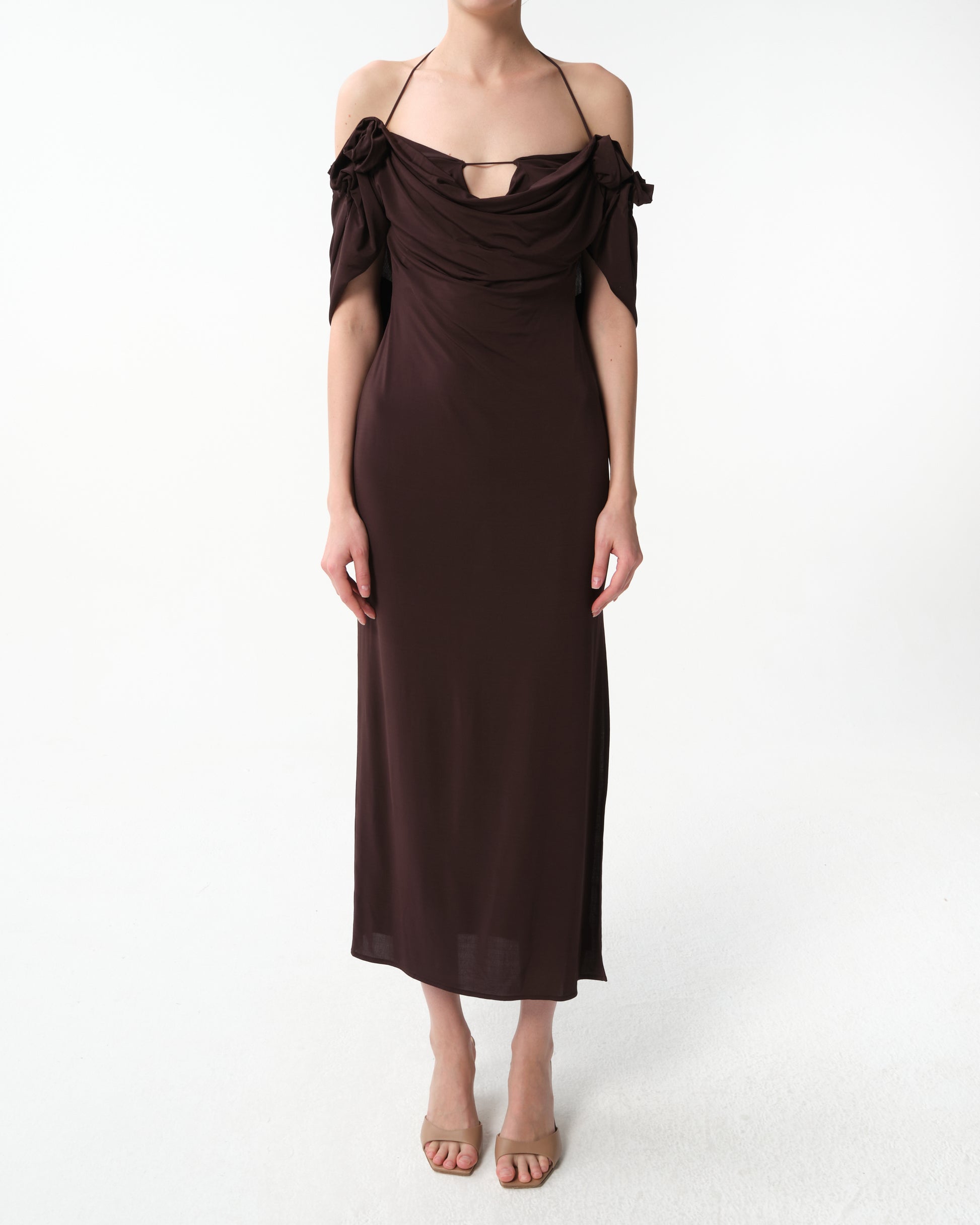 Floral-Appliquéd Midi Dress