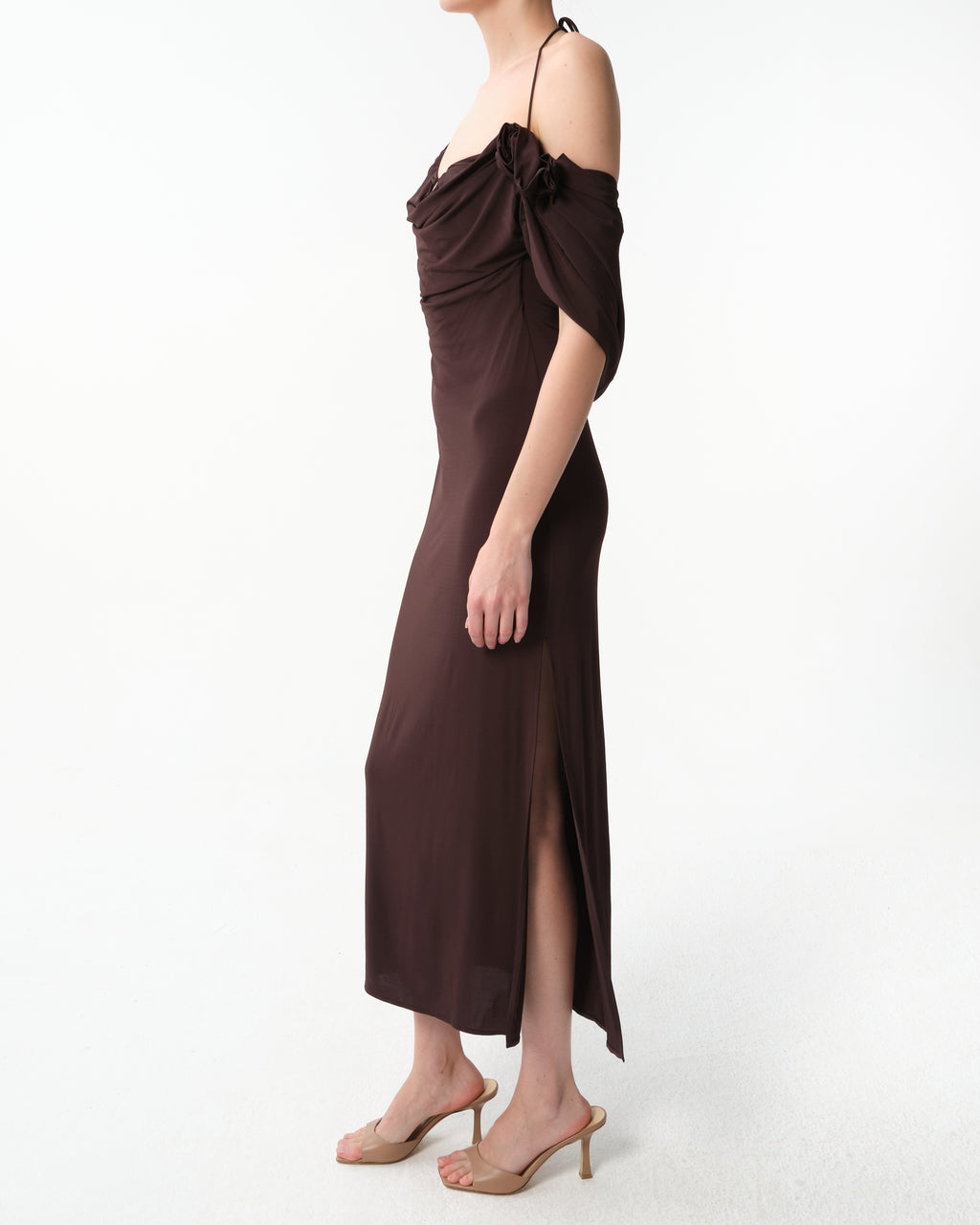 Floral-Appliquéd Midi Dress