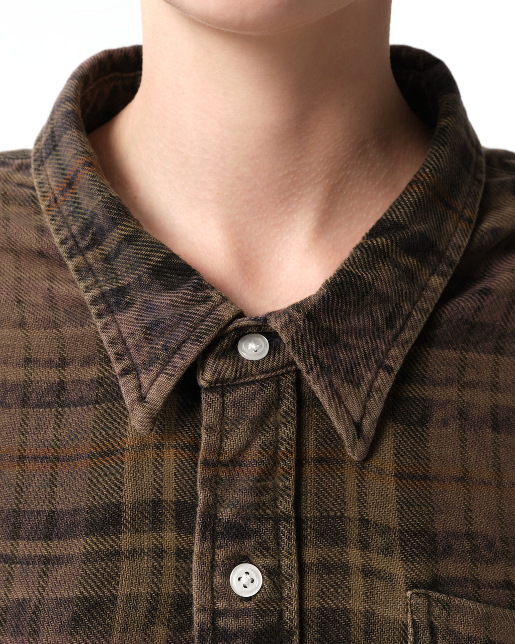 Shredded Seam Plaid Cotton Shirt