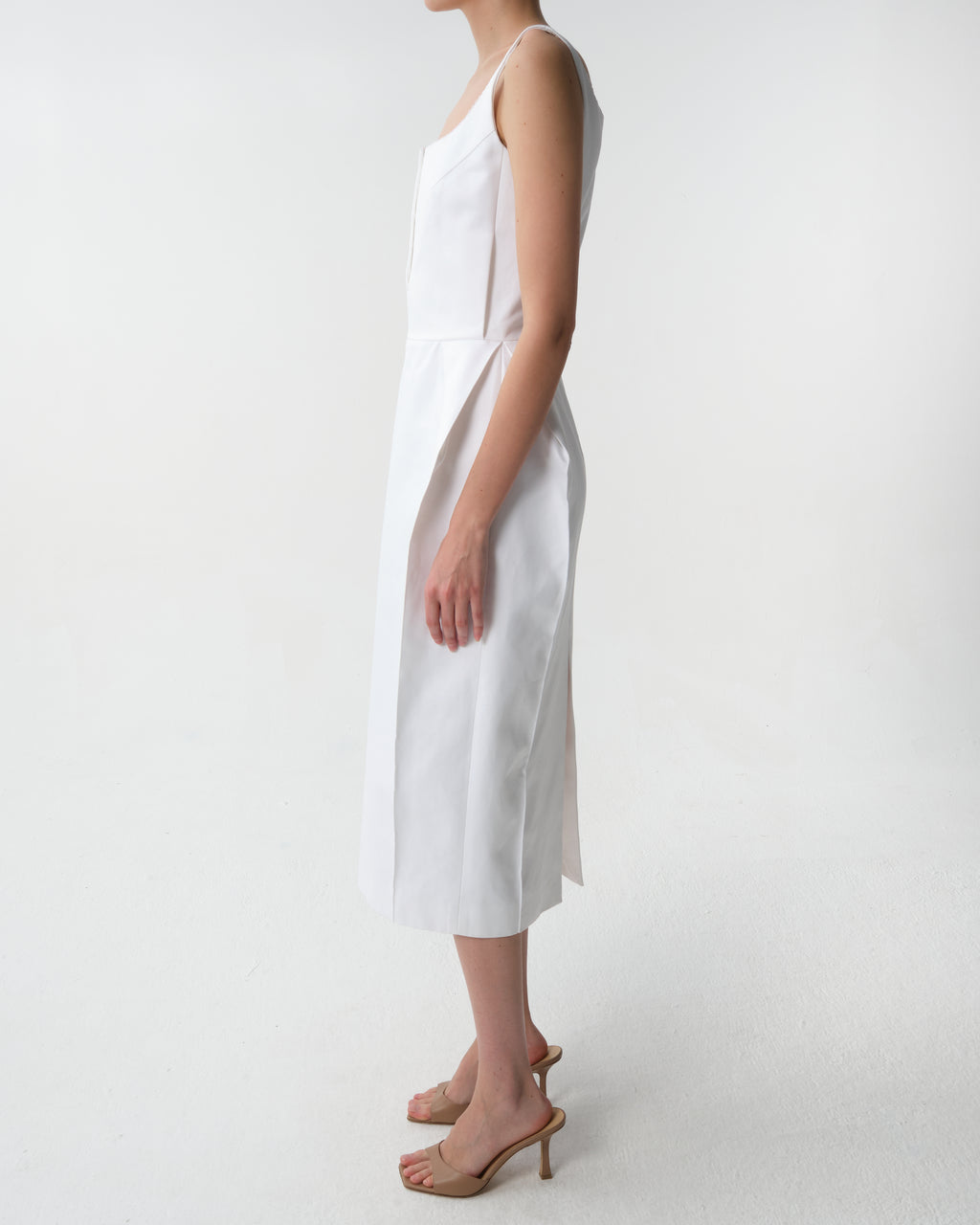 Buttoned Hip Pad Dress