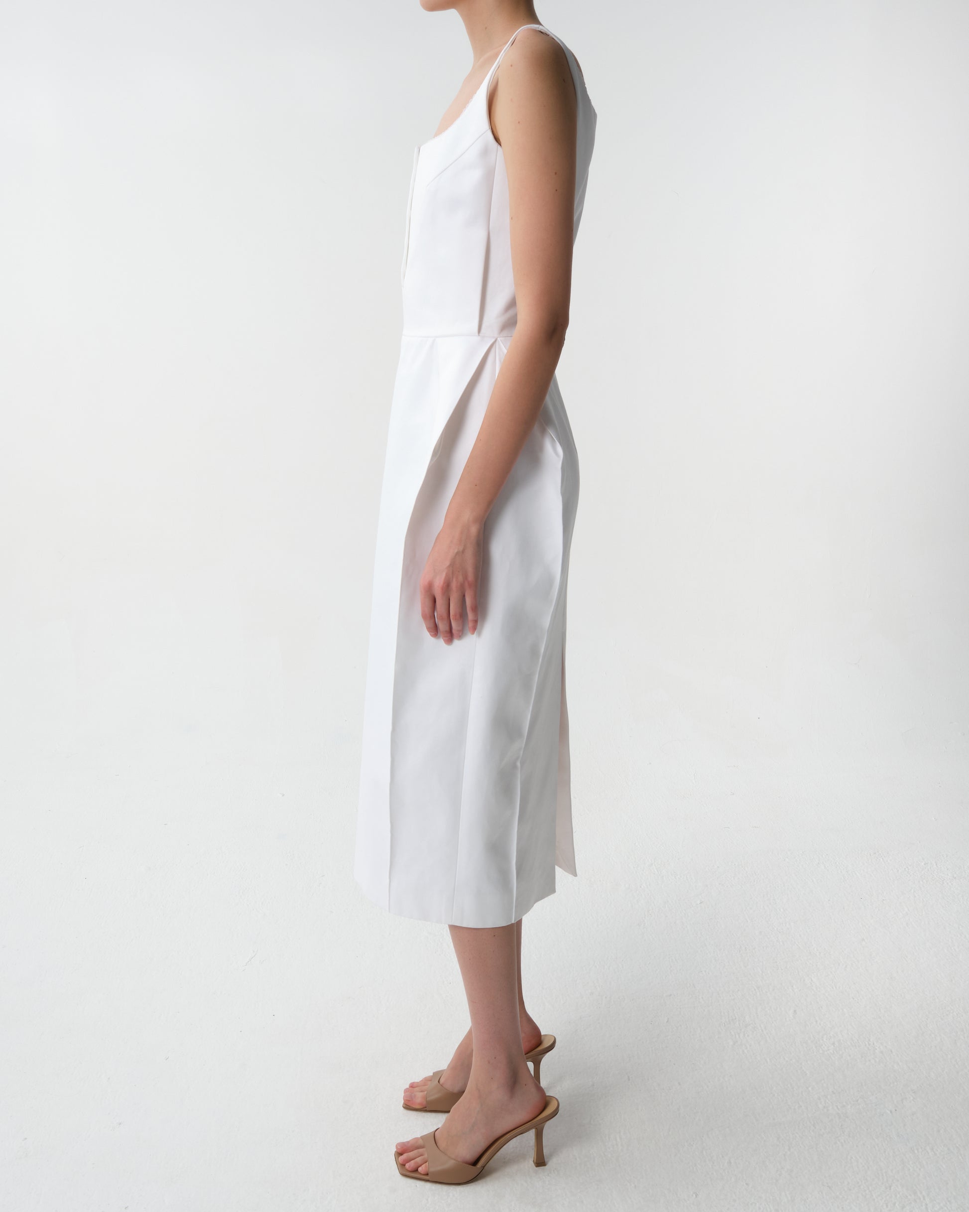 Buttoned Hip Pad Dress