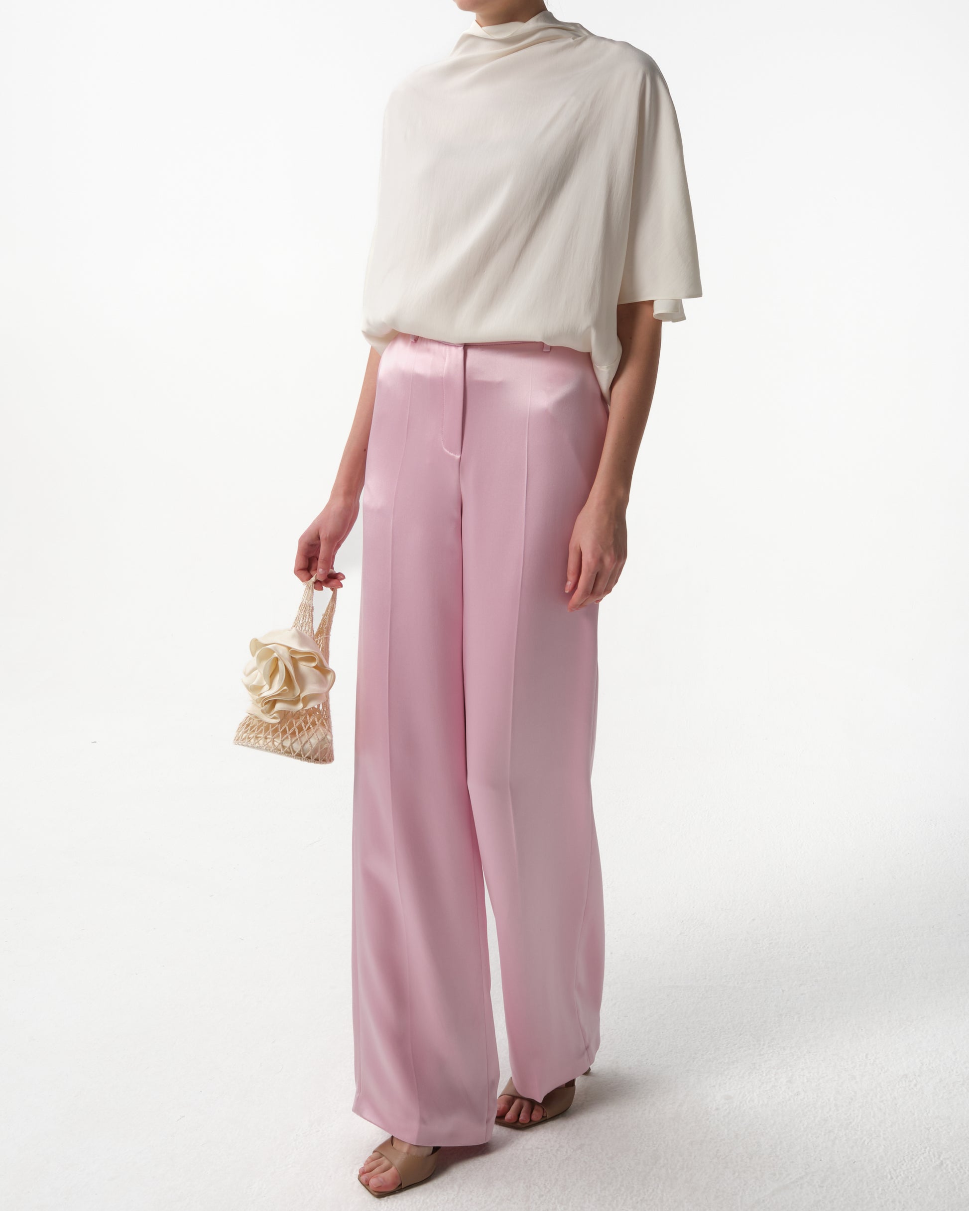 High-Waist Silk Trousers