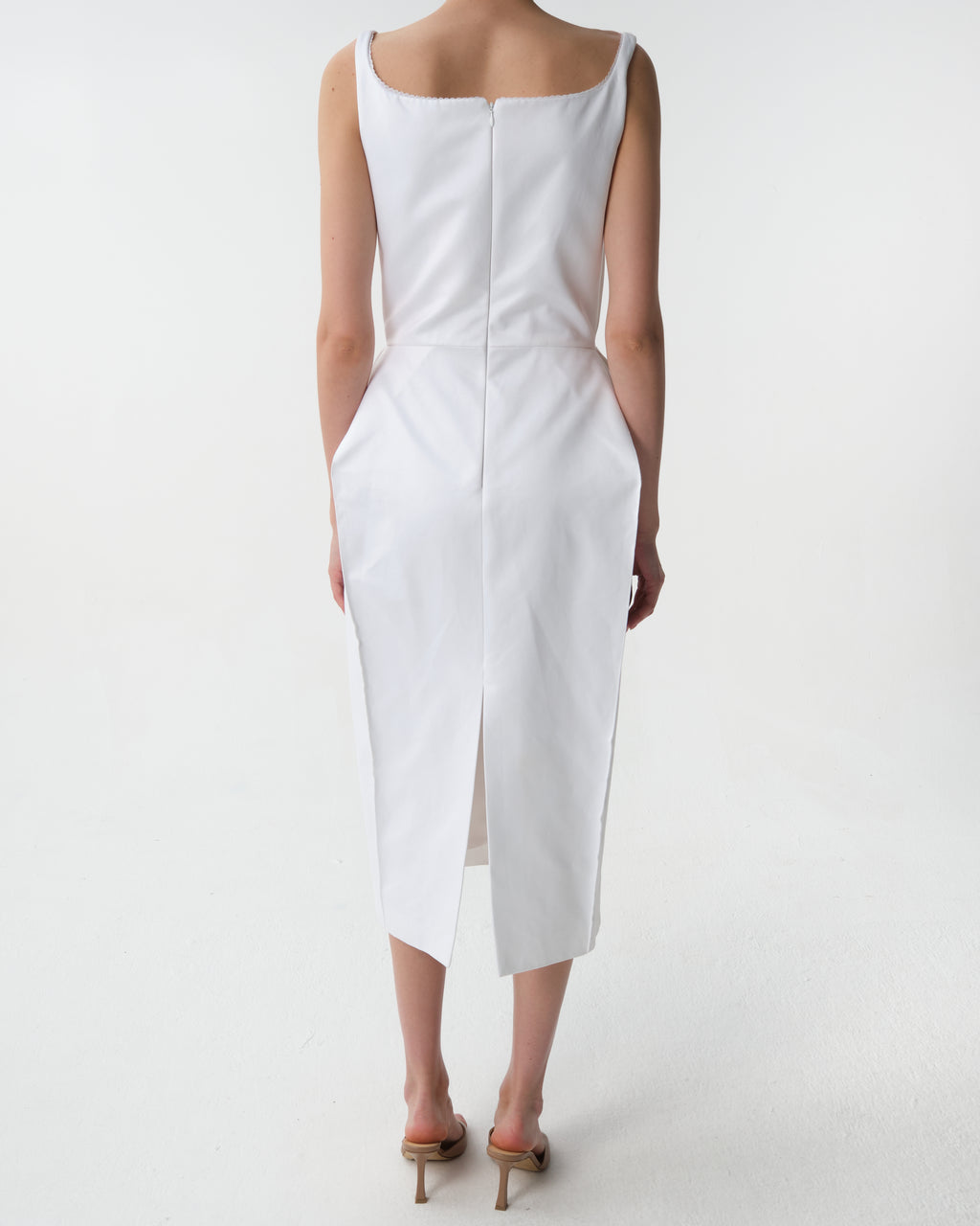 Buttoned Hip Pad Dress