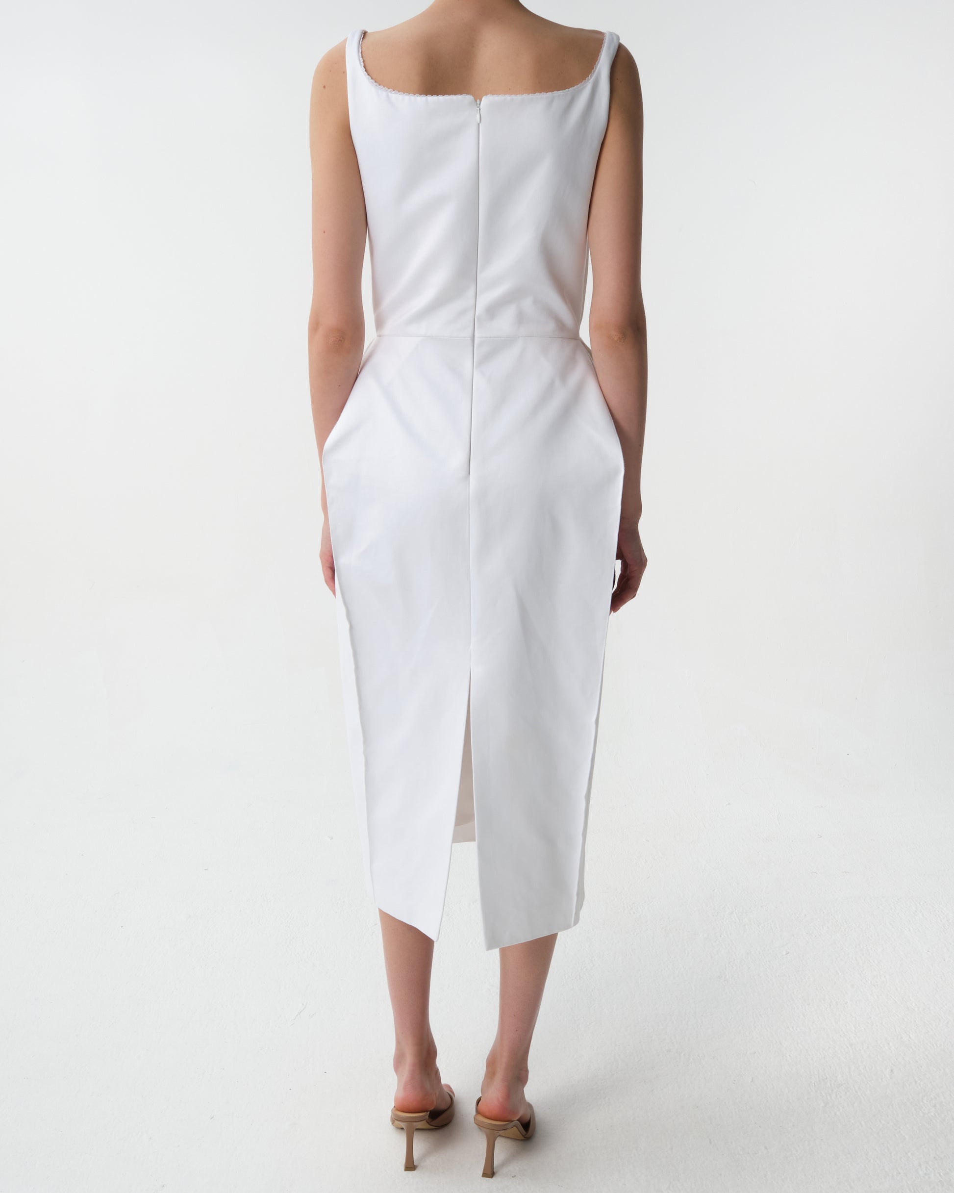 Buttoned Hip Pad Dress