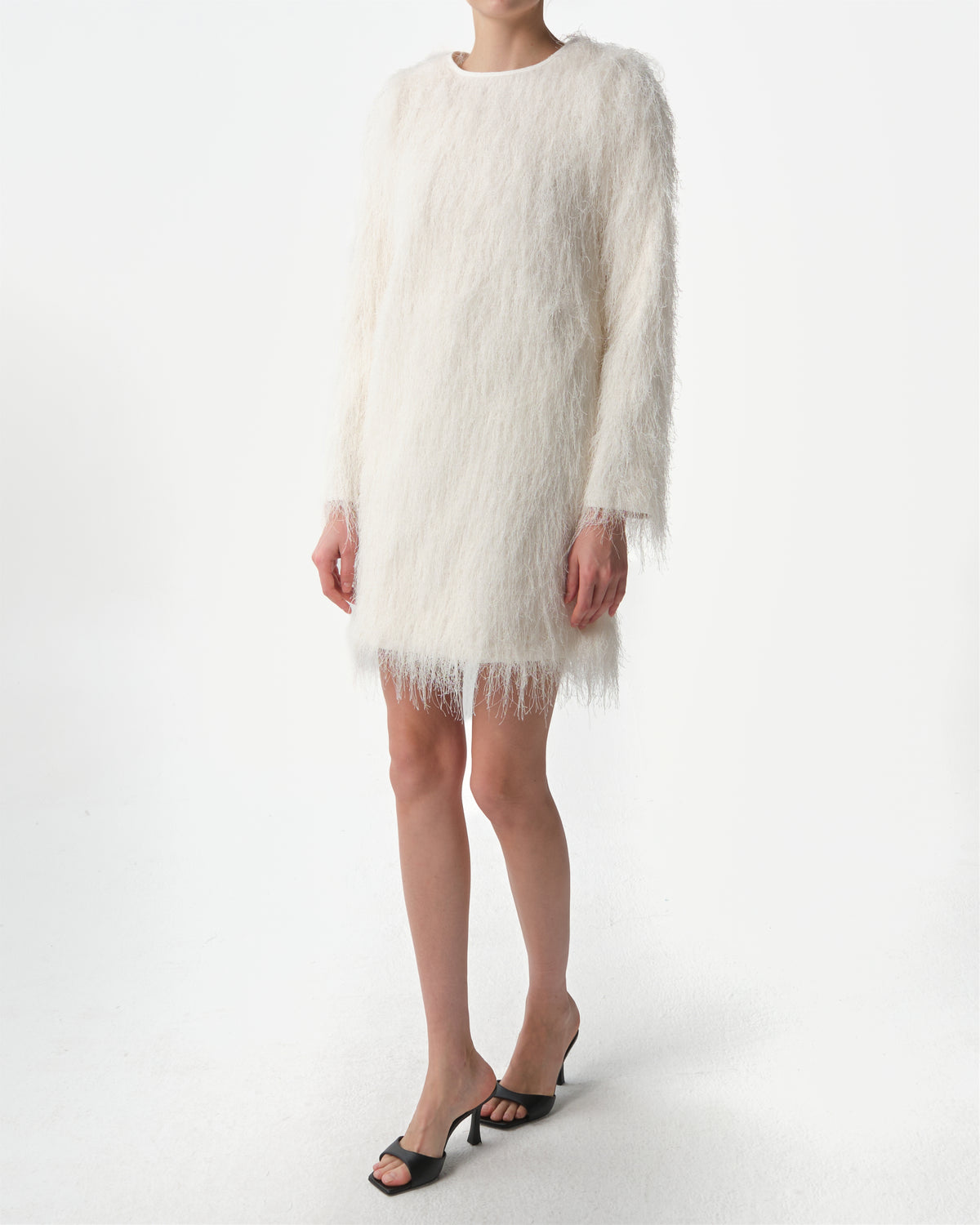 Tina Fringed Long-Sleeve Mini Dress