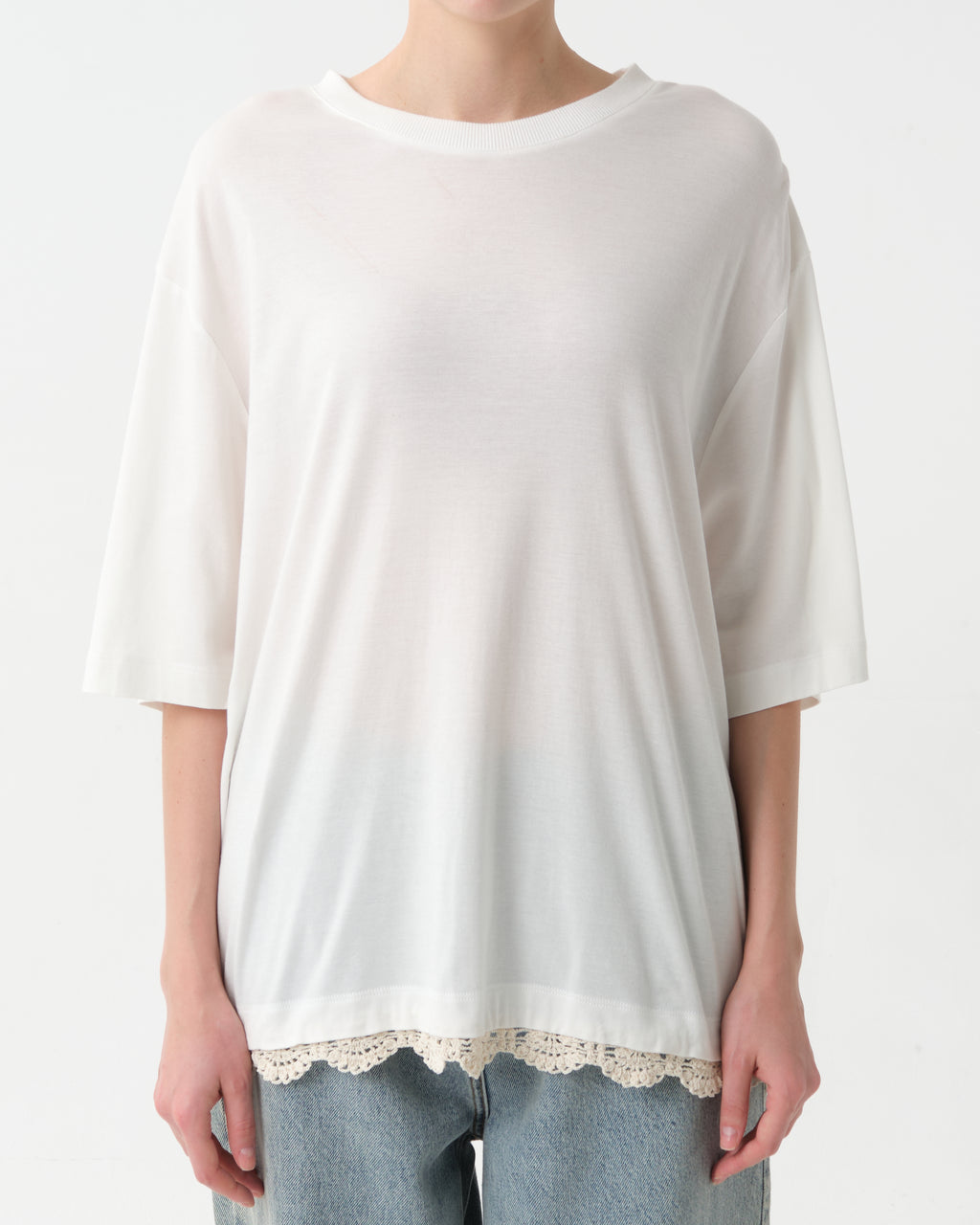 Lace-trim Oversized T-shirt
