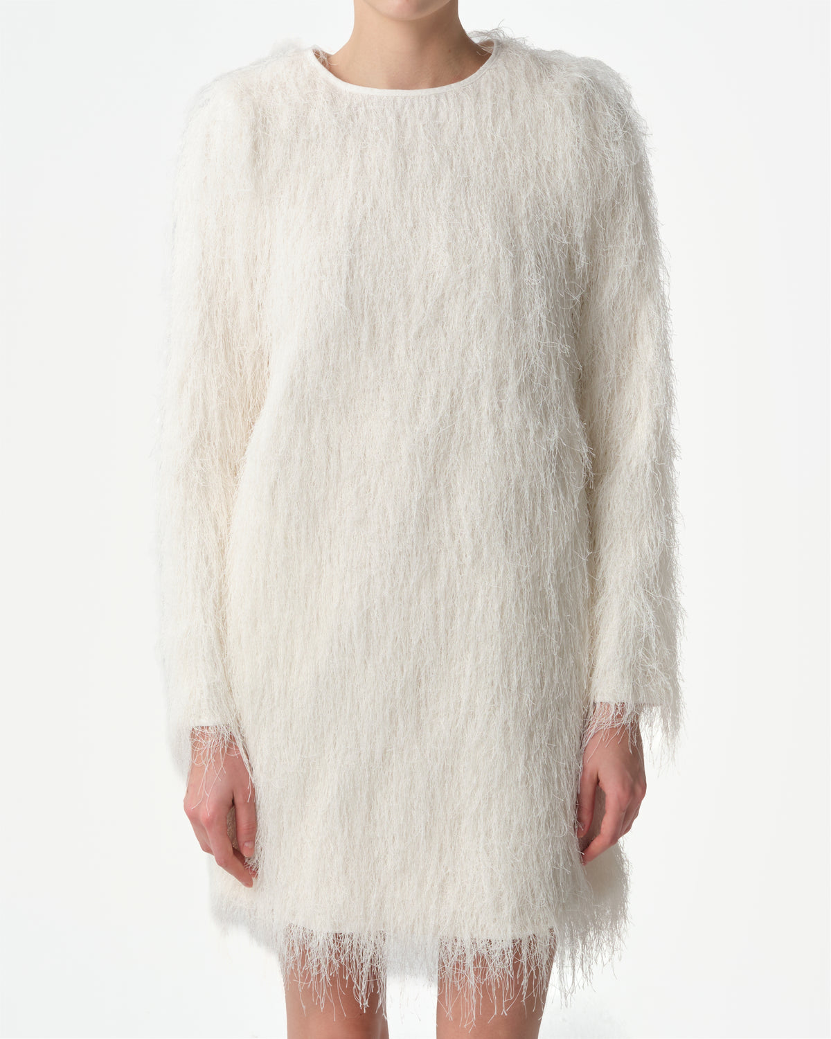 Tina Fringed Long-Sleeve Mini Dress