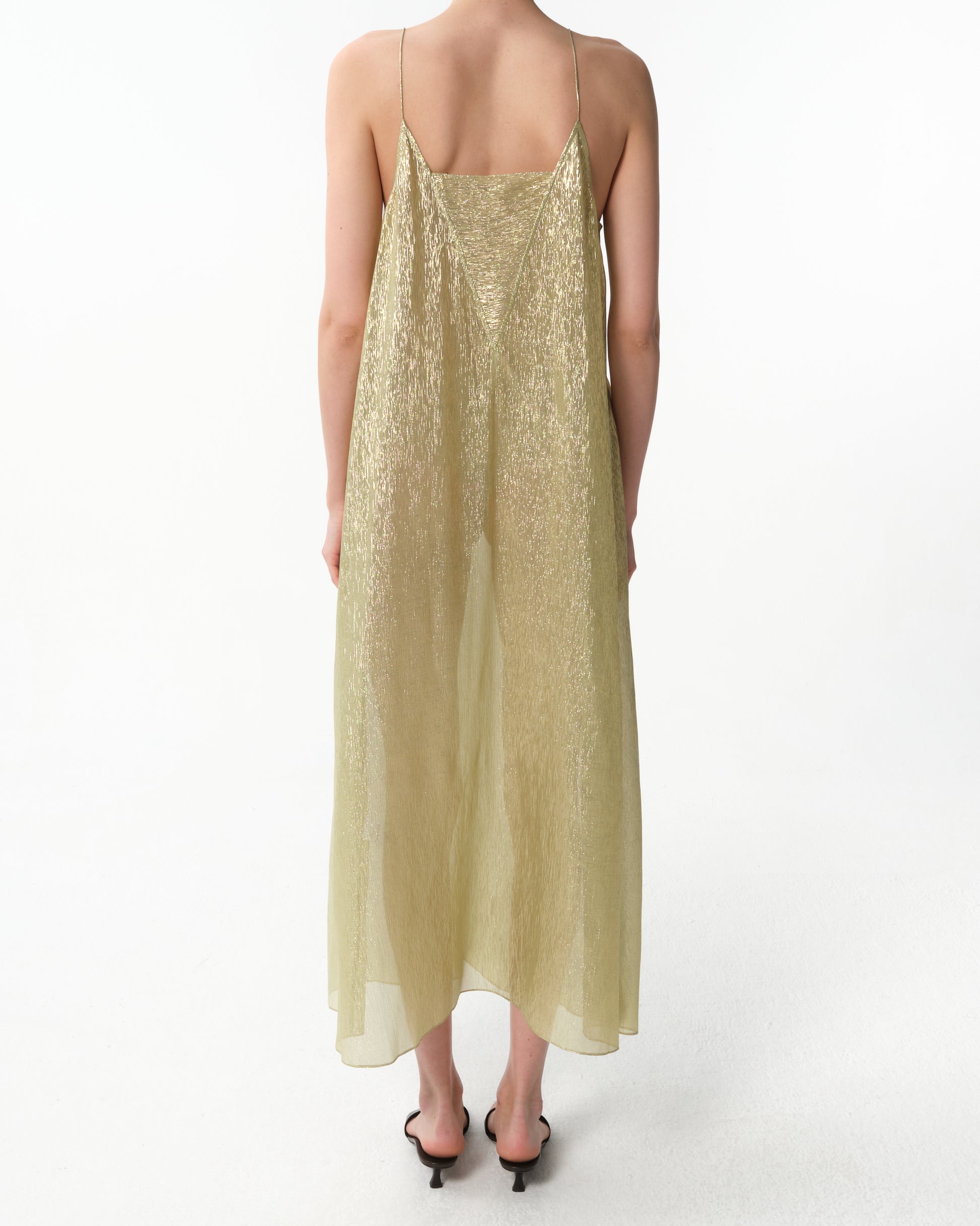 Metallic-Effect Silk Dress