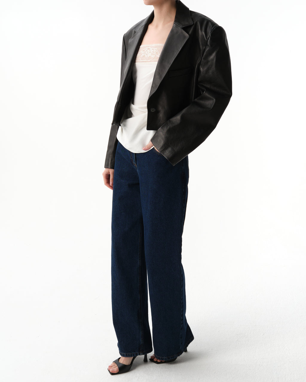 Single-Breasted Leather Blazer