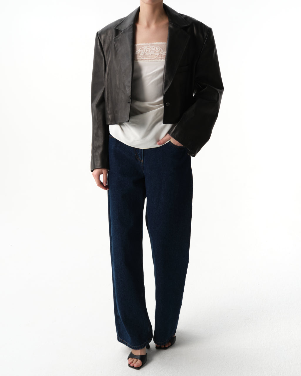 Single-Breasted Leather Blazer