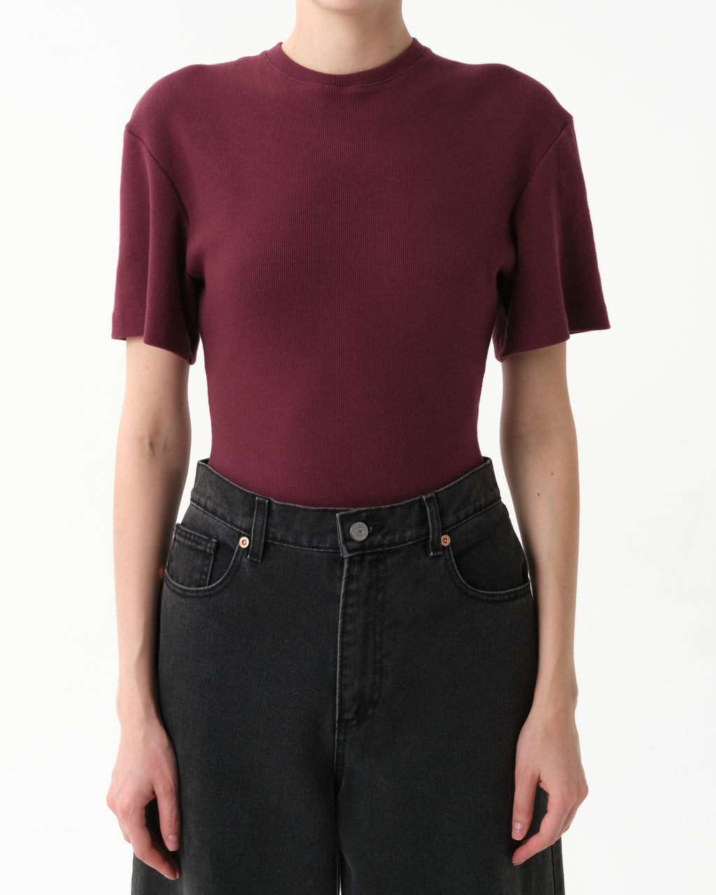 Ribbed Short Sleeve Bodysuit