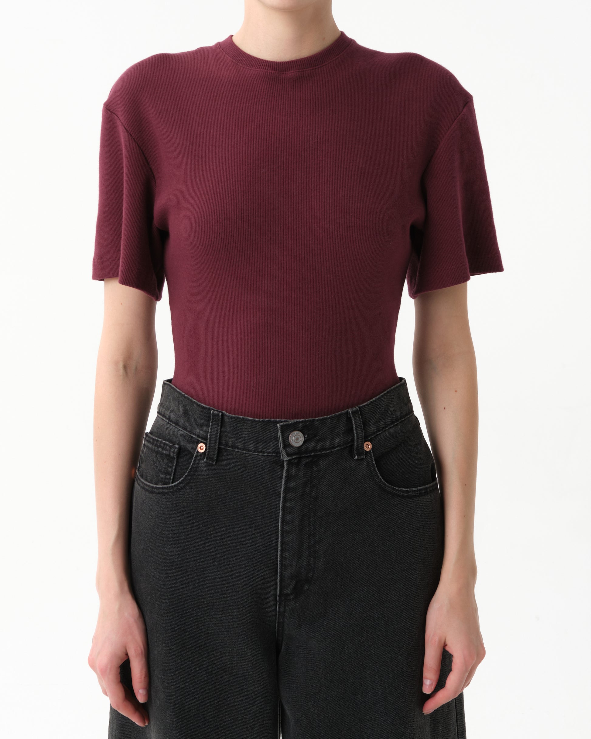 Ribbed Short Sleeve Bodysuit