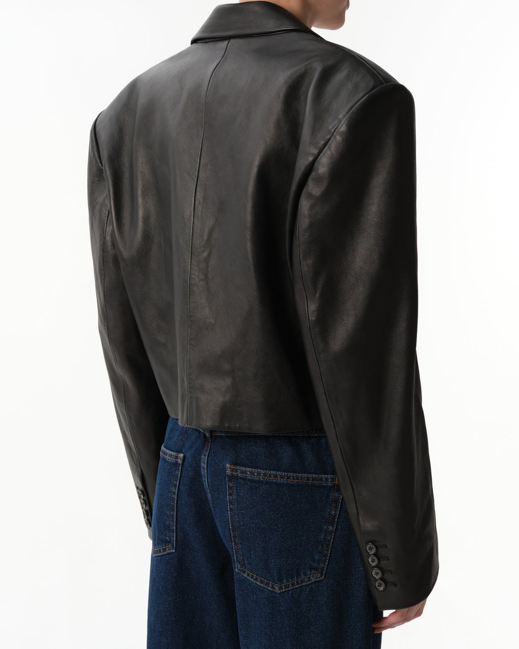 Single-Breasted Leather Blazer
