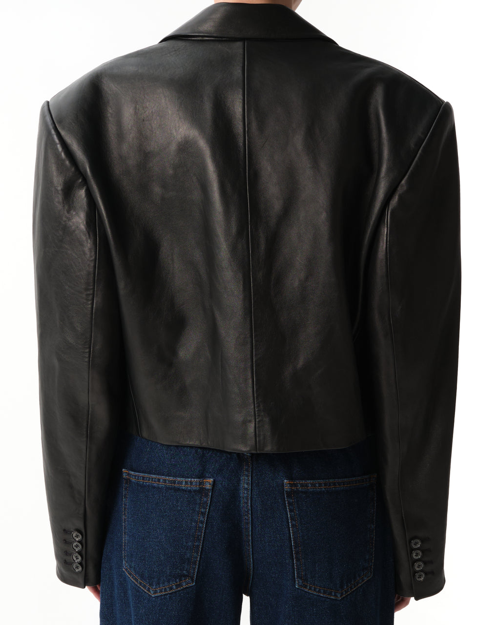 Single-Breasted Leather Blazer
