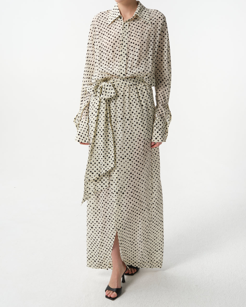 Polka-Dot Silk Maxi Dress