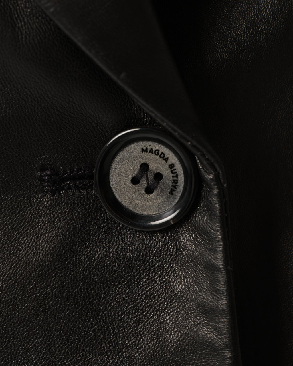 Single-Breasted Leather Blazer