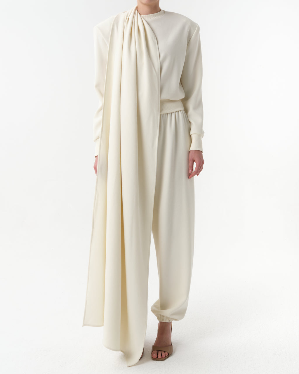 Draped Scarf Sweatshirt