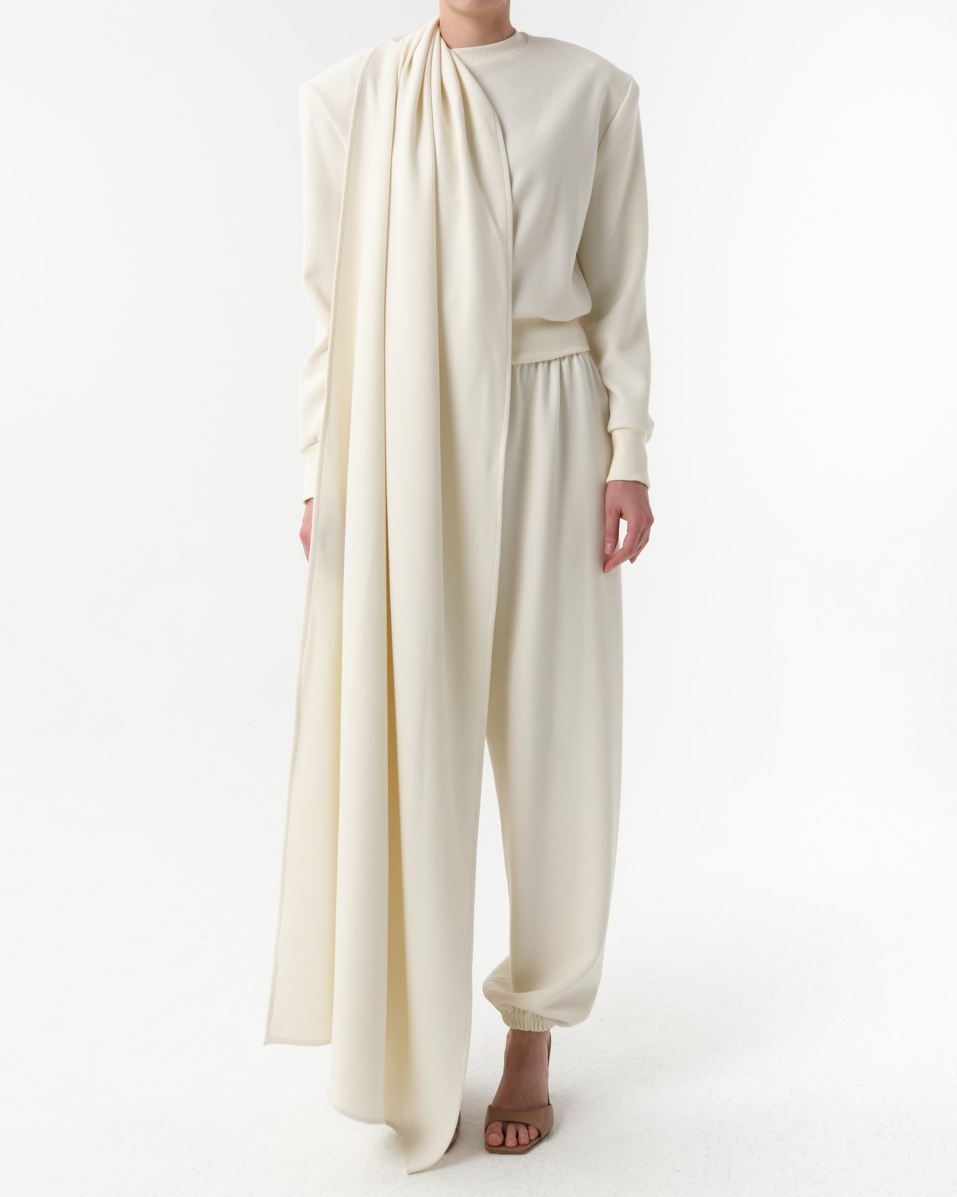 Draped Scarf Sweatshirt