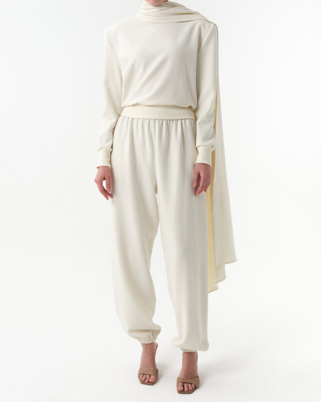 Draped Scarf Sweatshirt