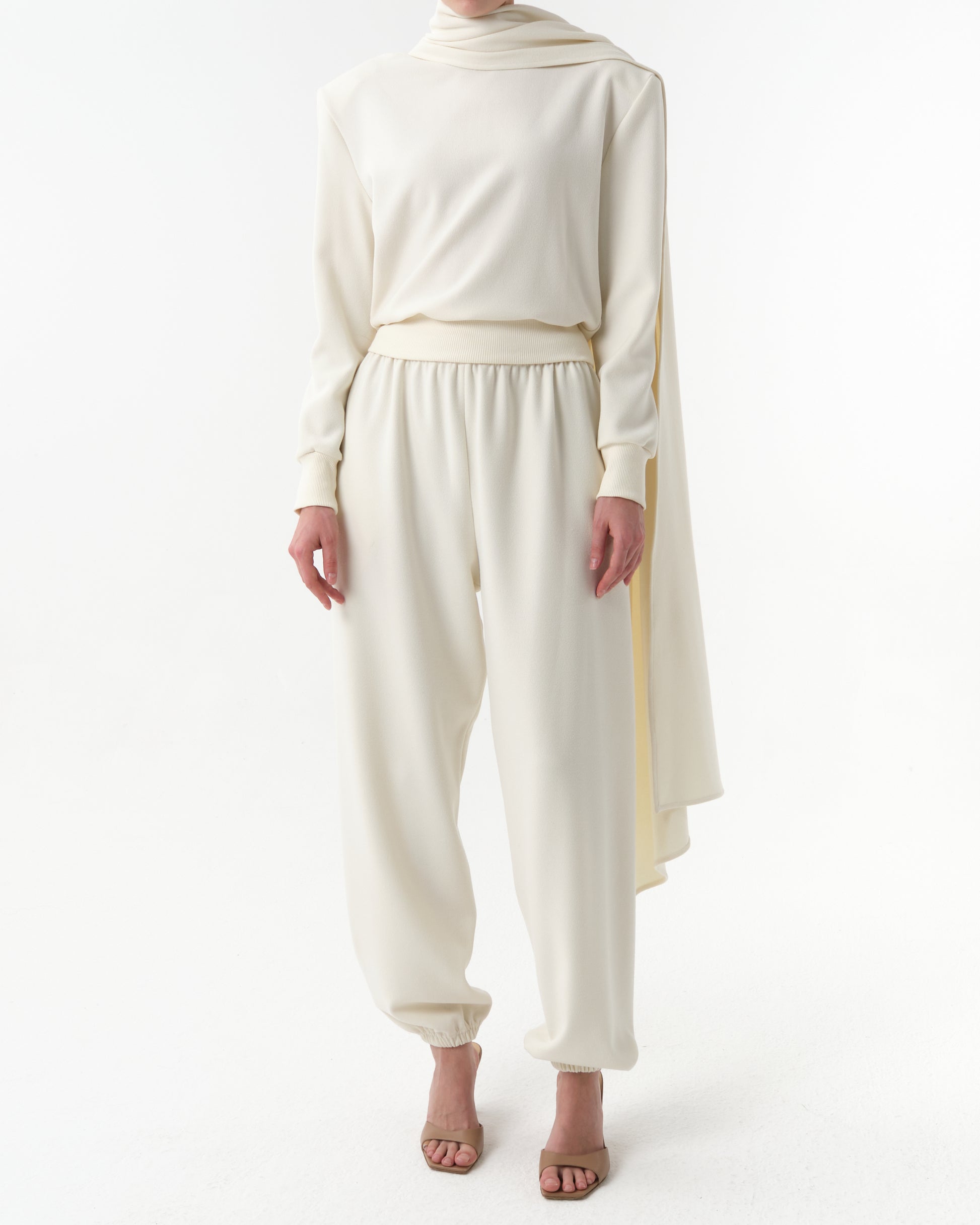 Draped Scarf Sweatshirt
