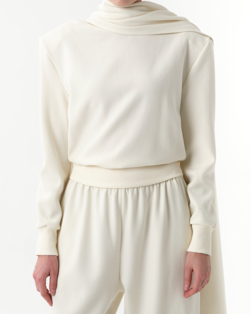 Draped Scarf Sweatshirt