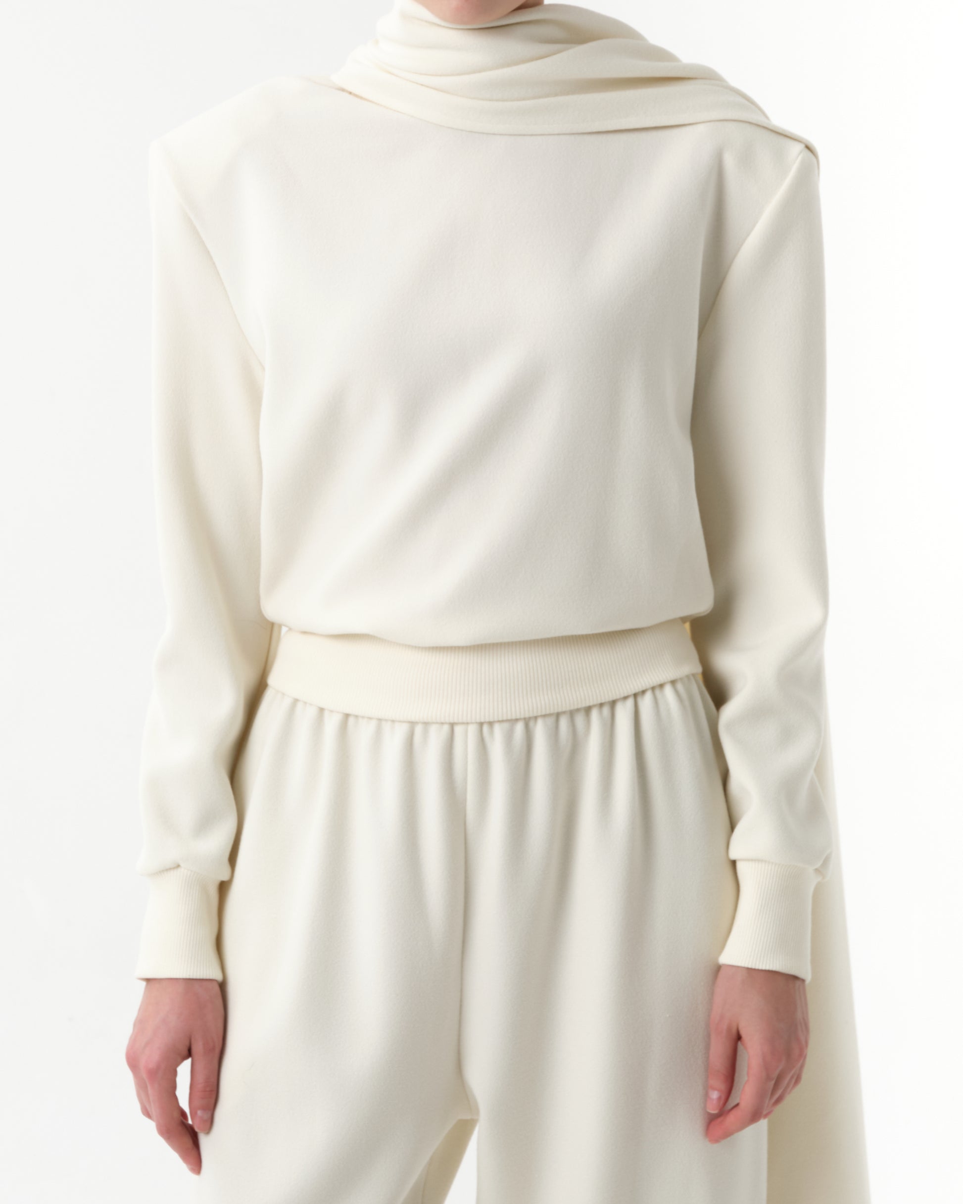 Draped Scarf Sweatshirt