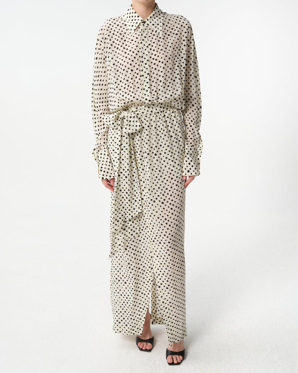Polka-Dot Silk Maxi Dress