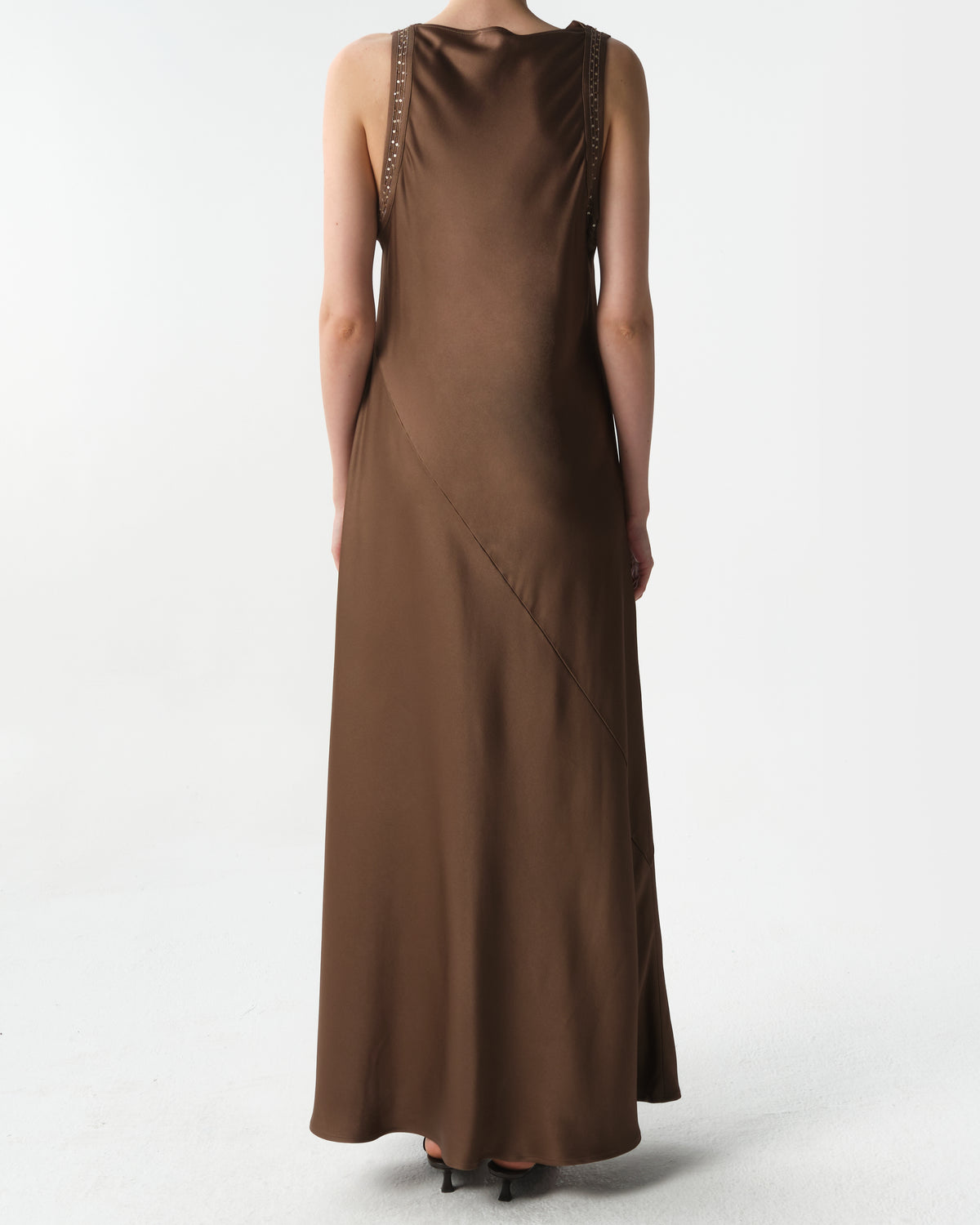Satin Paillette Sleeveless Dress