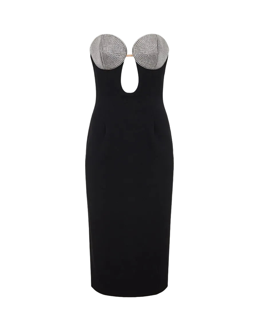 Crystal-Embellished Midi Dress