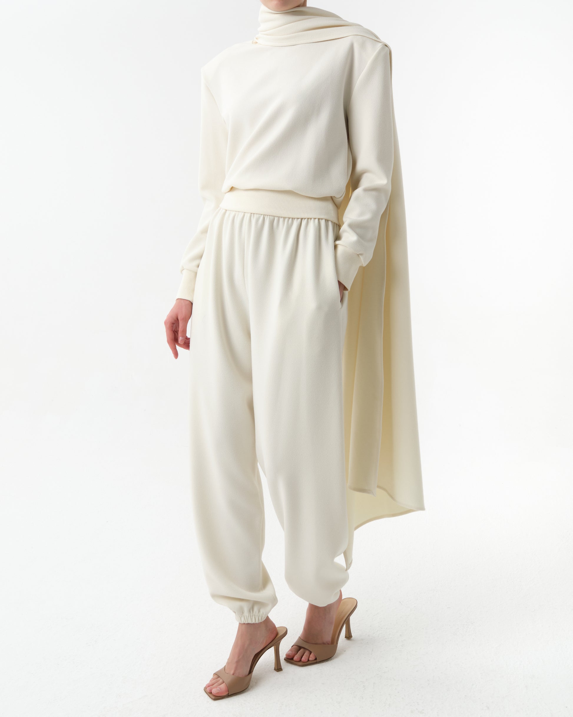 Draped Scarf Sweatshirt