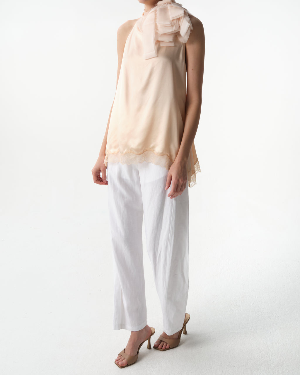 Silk Satin Tie Blouse